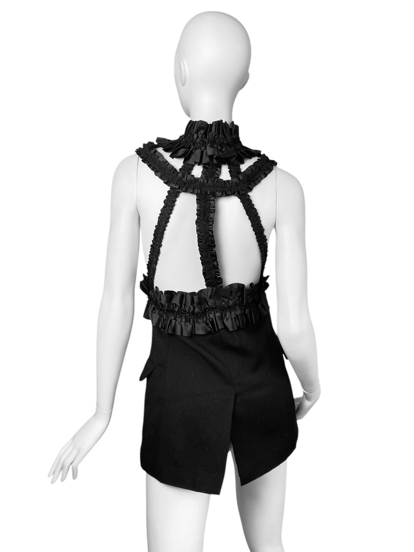 COMME DES GARÇONS FW2008 BLACK RUFFLES HARNESS MINI DRESS