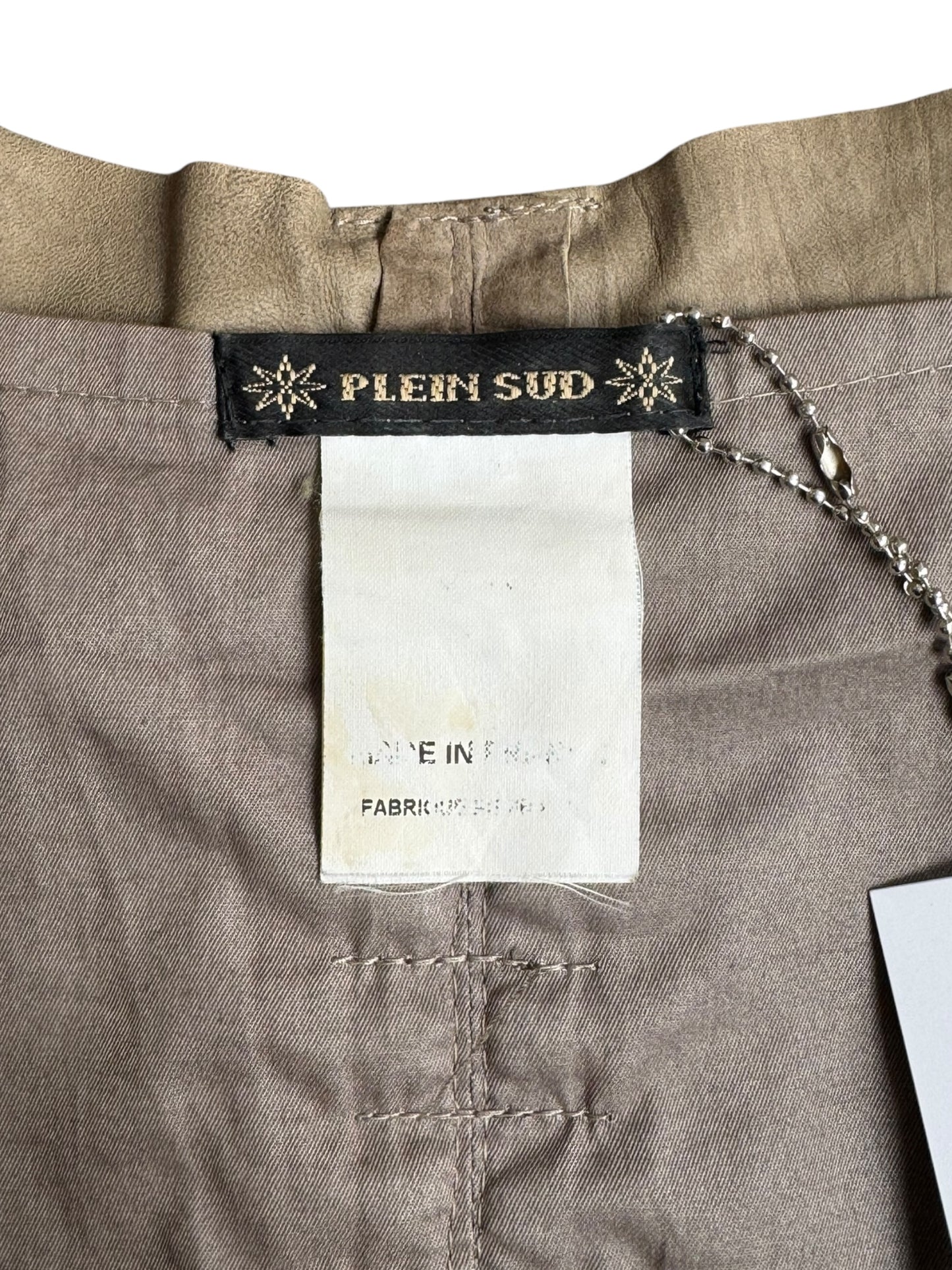 PLEIN SUD SS2003 KHAKI SUEDE LEATHER LACE-UP MINI SKIRT