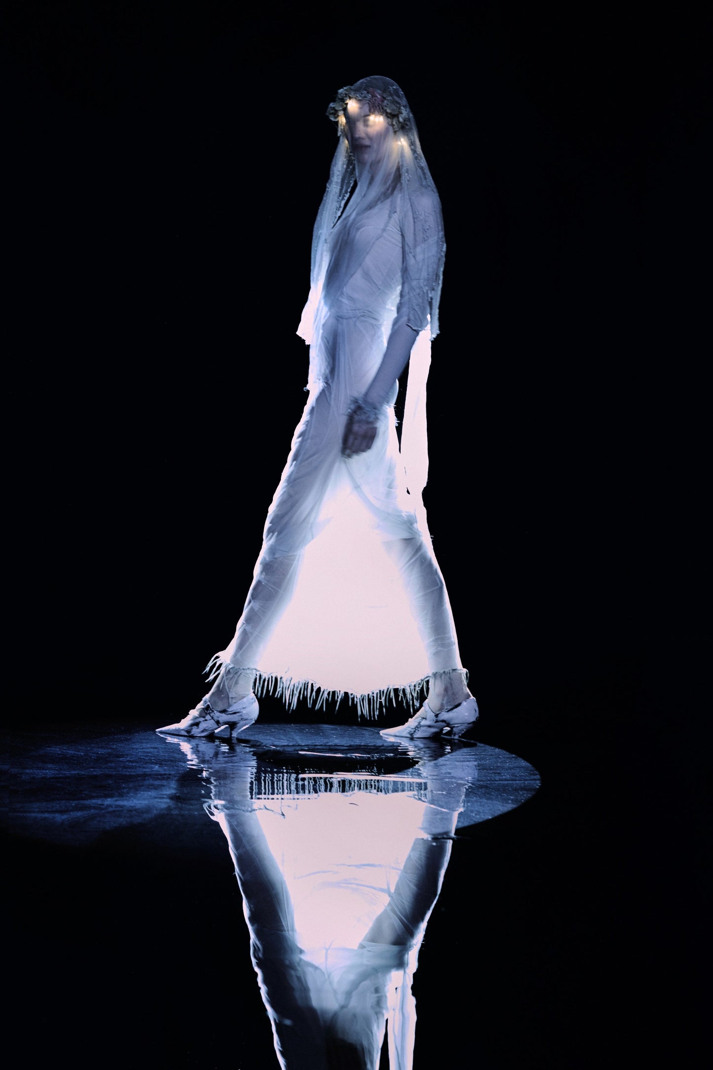 MAISON MARGIELA SS2021 BY GALLIANO WHITE SILK « WET » BRIDAL MAXI DRESS