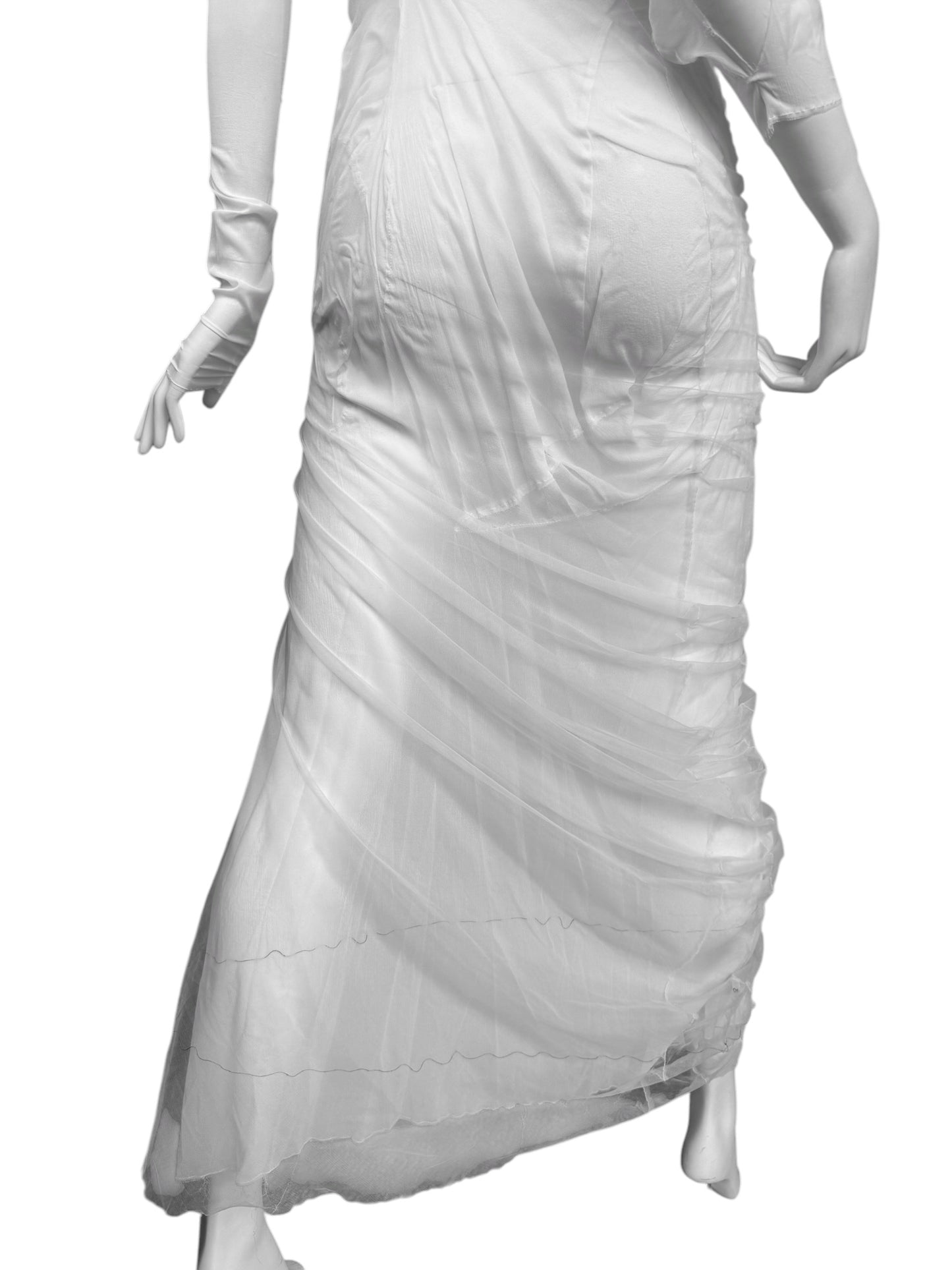 MAISON MARGIELA SS2021 BY GALLIANO WHITE SILK « WET » BRIDAL MAXI DRESS
