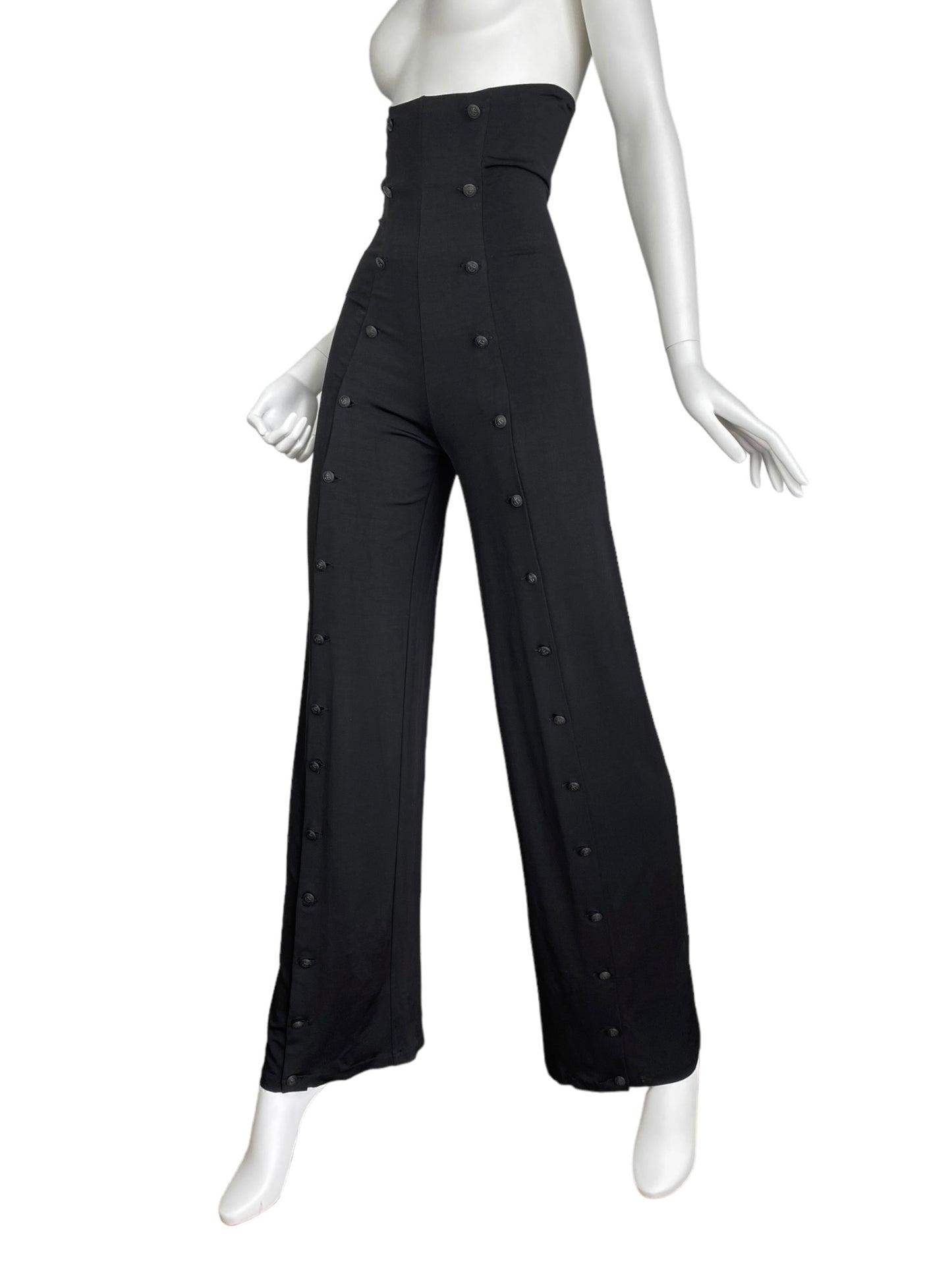 PLEIN SUD SS1990 BLACK HIGH WAISTED BUTTONS PANTS