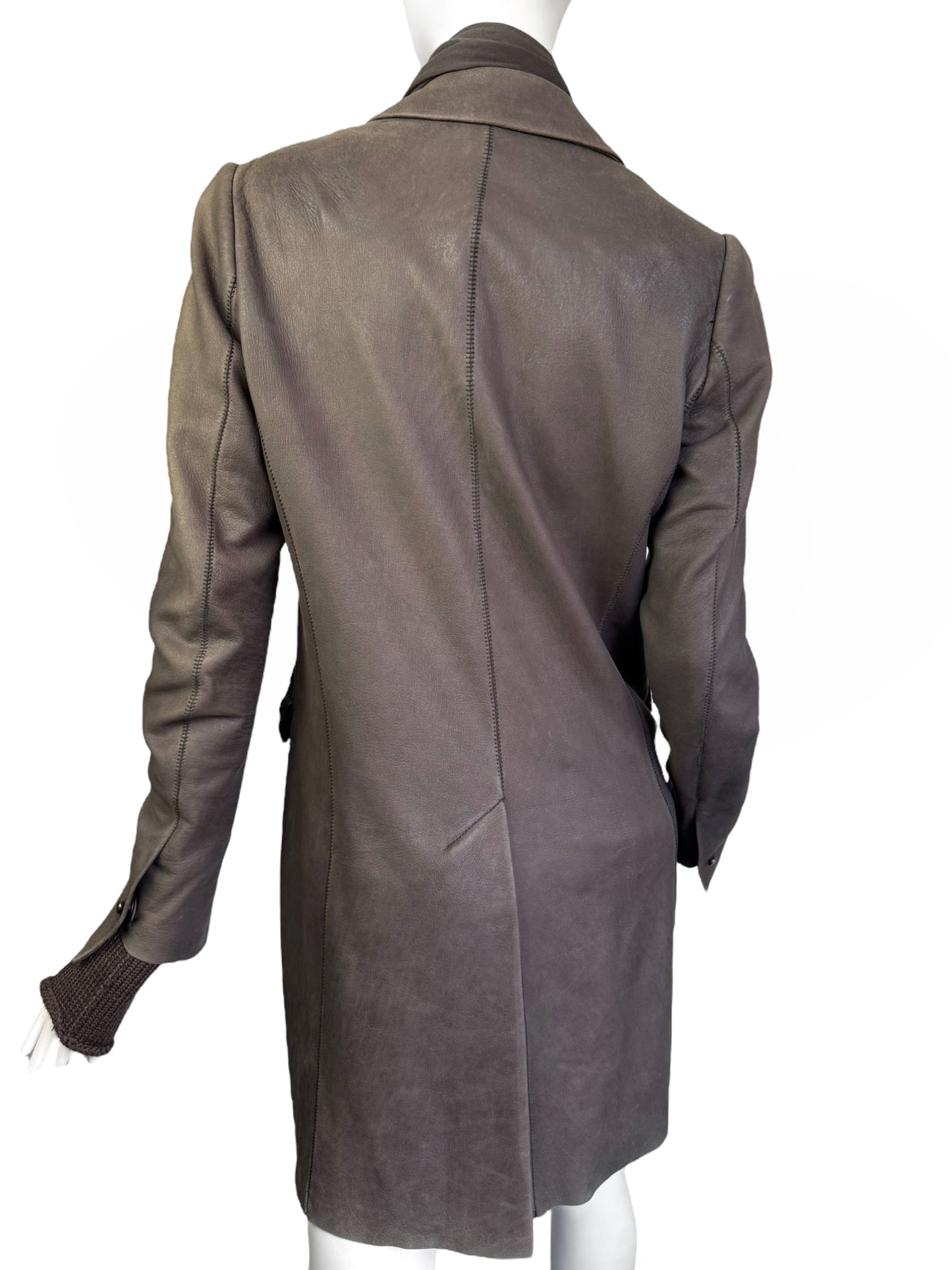 ISAAC SELLAM 2010s BROWN LEATHER SCARF COAT
