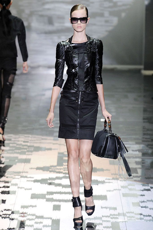 GUCCI SS2010 BY FRIDA GIANNINI BLACK PYTHON LEATHER CUT OUT JACKET