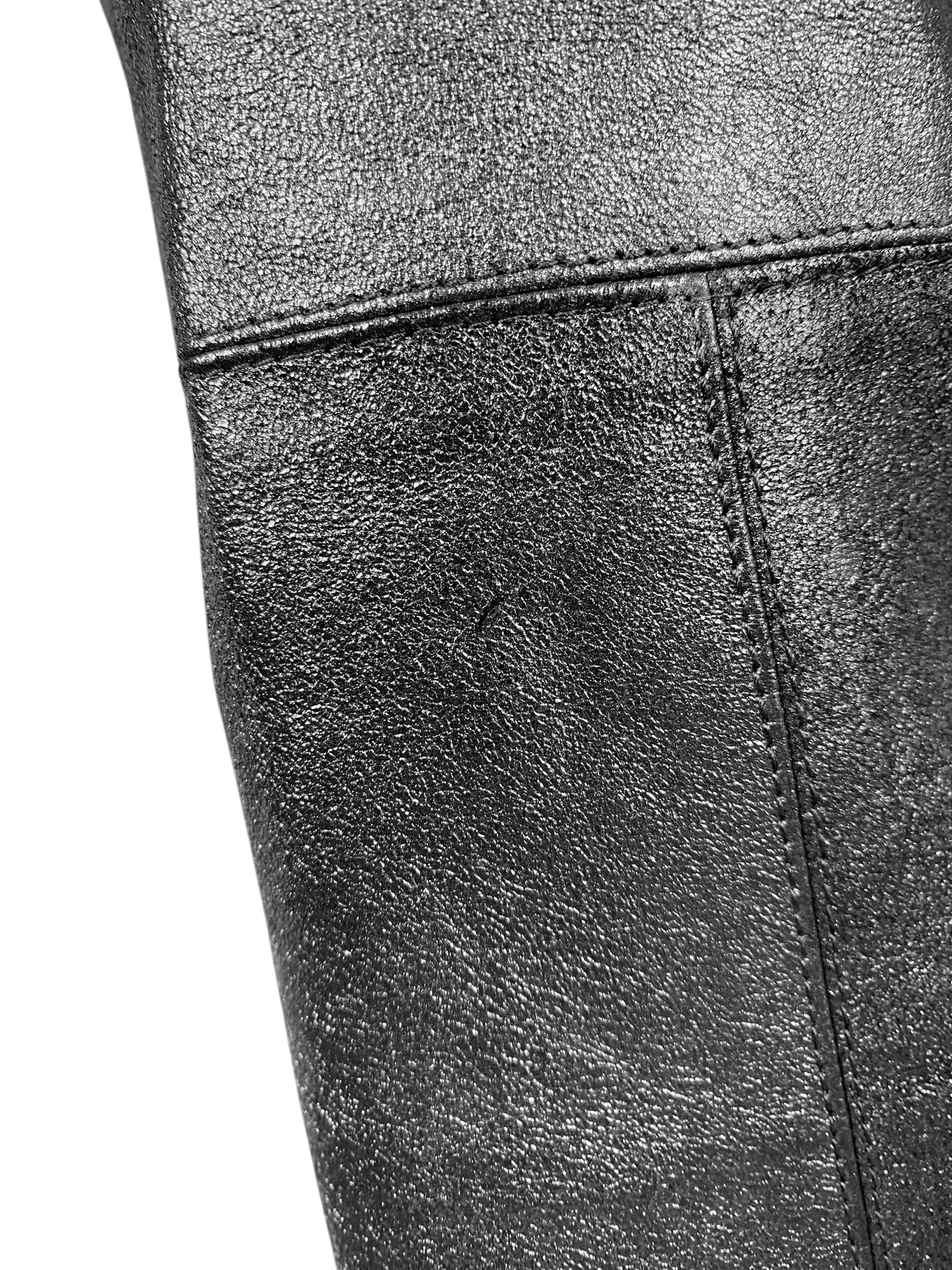 PLEIN SUD 1990s METALLIC GREY LEATHER PANTS