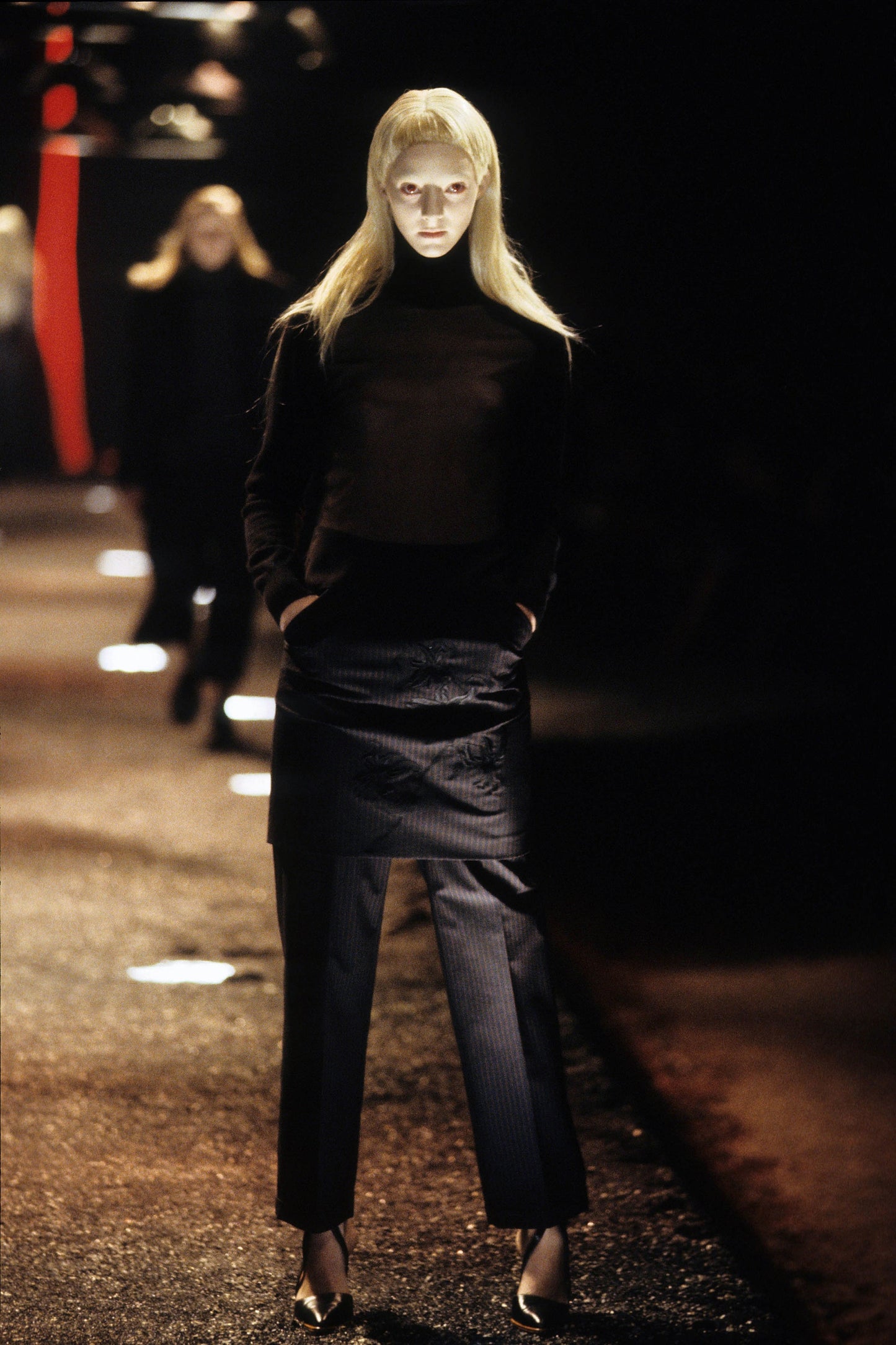 ALEXANDER MCQUEEN FW1998 «JOAN» BLACK & RED STRIPED PANTS