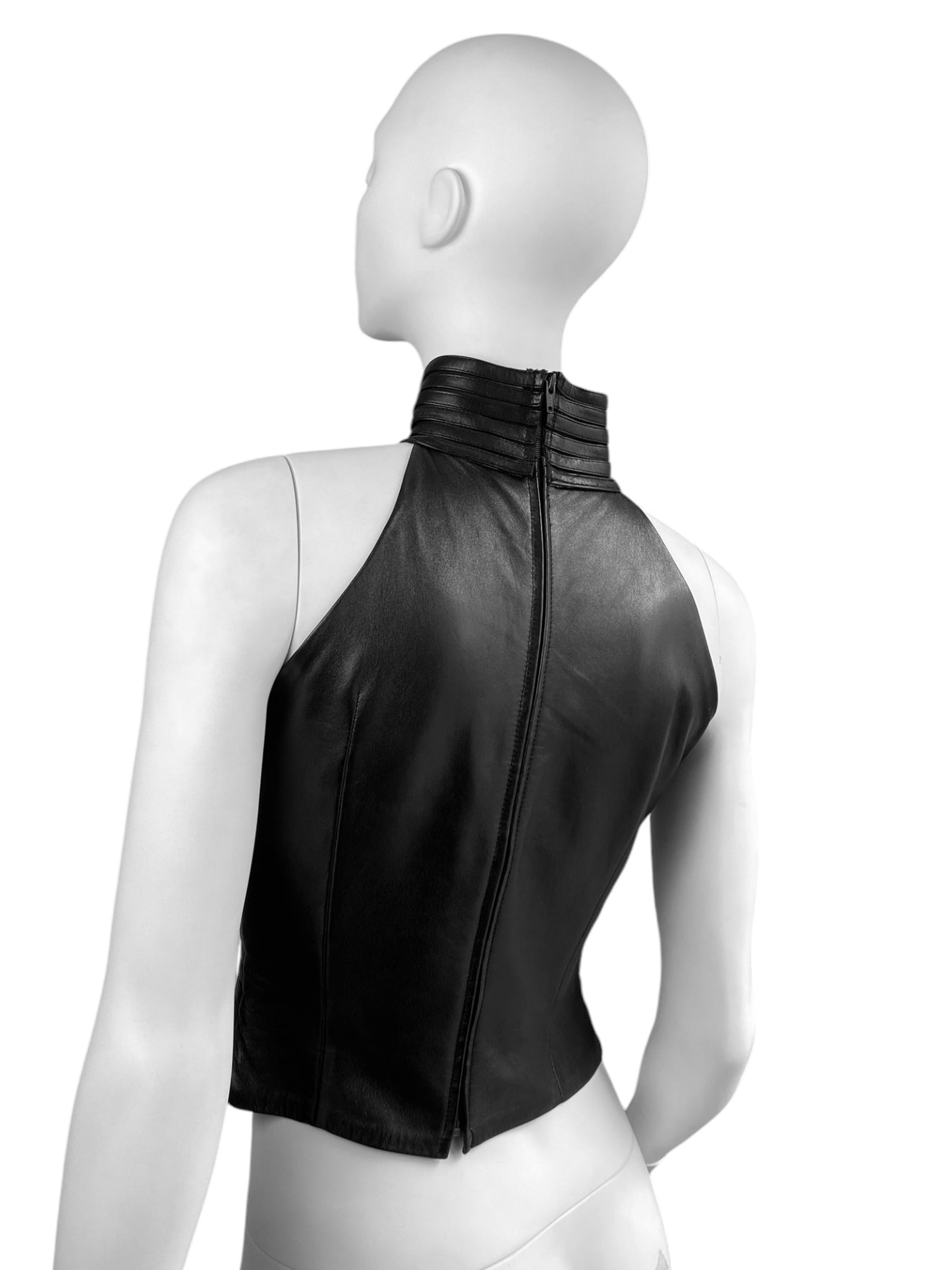 JITROIS 1999 BLACK LEATHER HORIZONTAL STRAPS TOP
