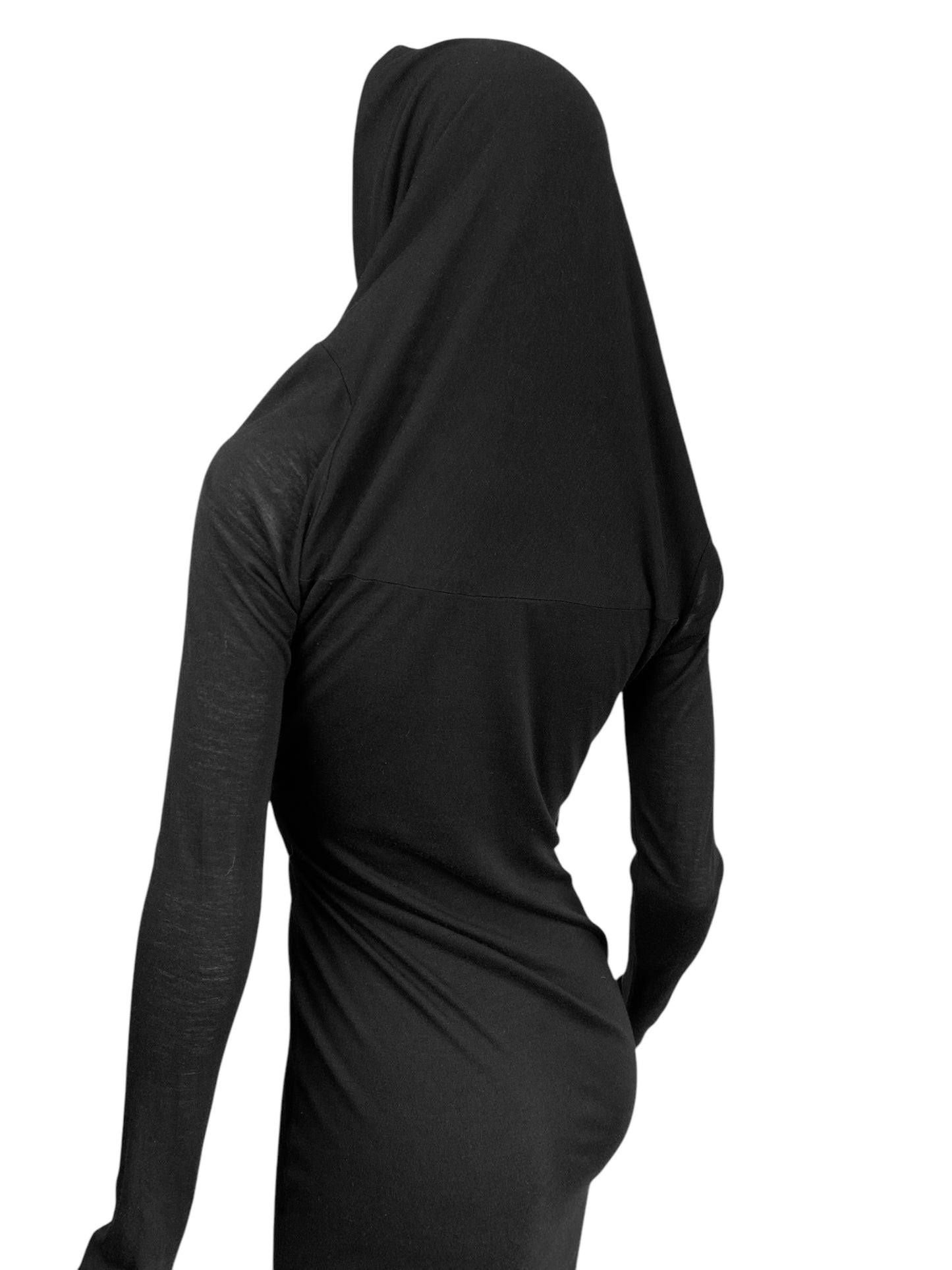 ALEXANDER MCQUEEN FW2008 «THE GIRL WHO LIVED IN A TREE» BLACK HOODED DRESS