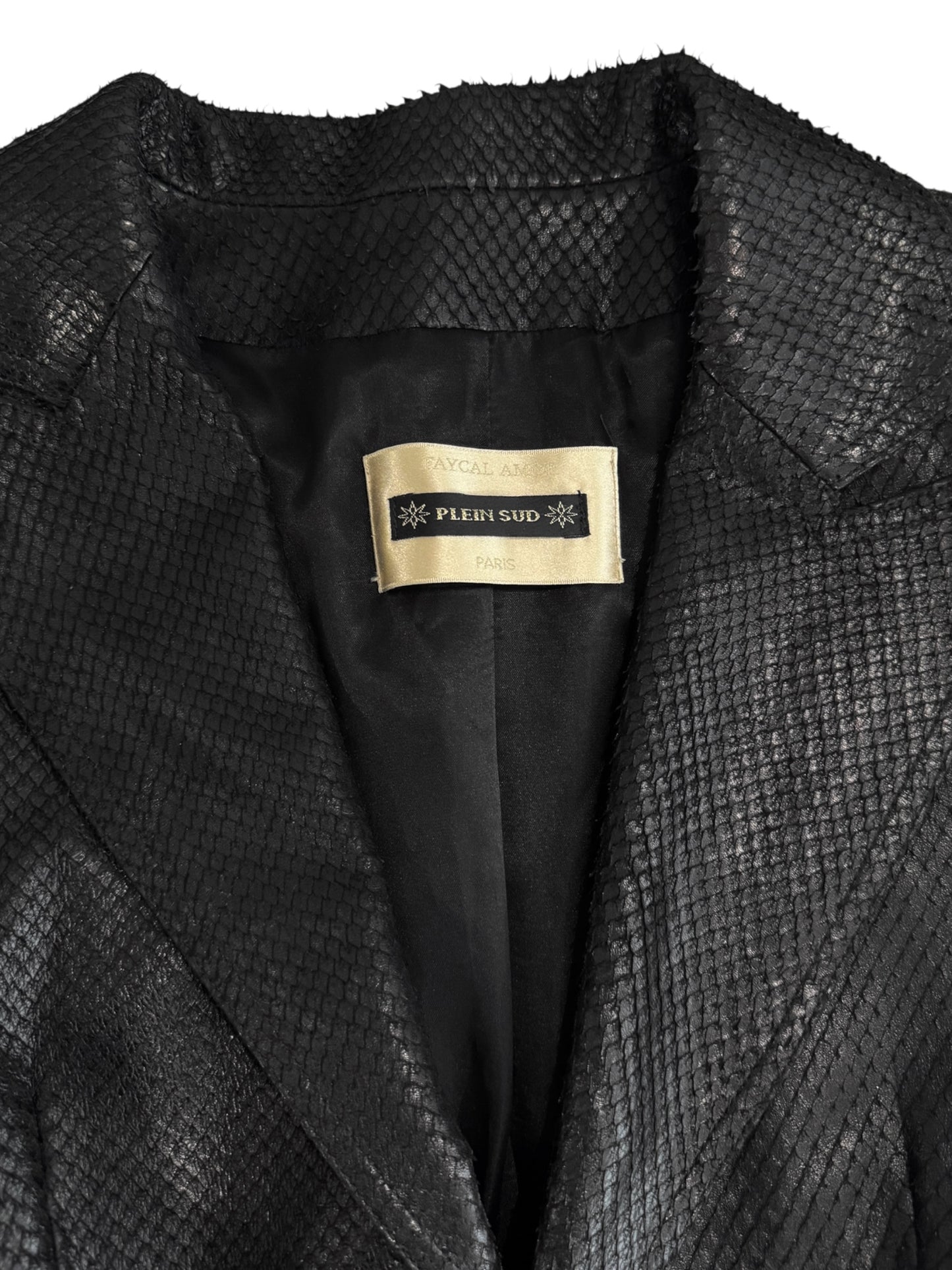PLEIN SUD 1990s BLACK SNAKESKIN COAT