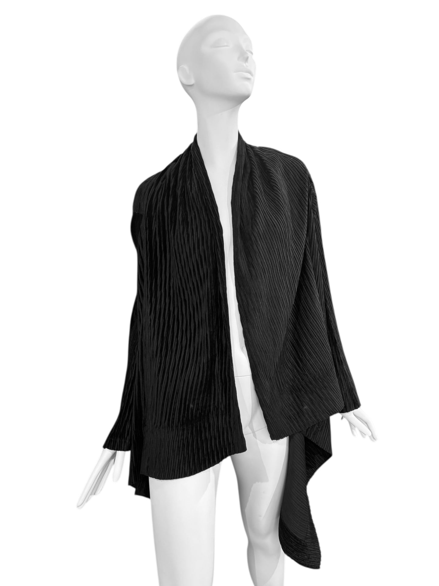 ISSEY MIYAKE 1990s BLACK PLEATED CARDIGAN
