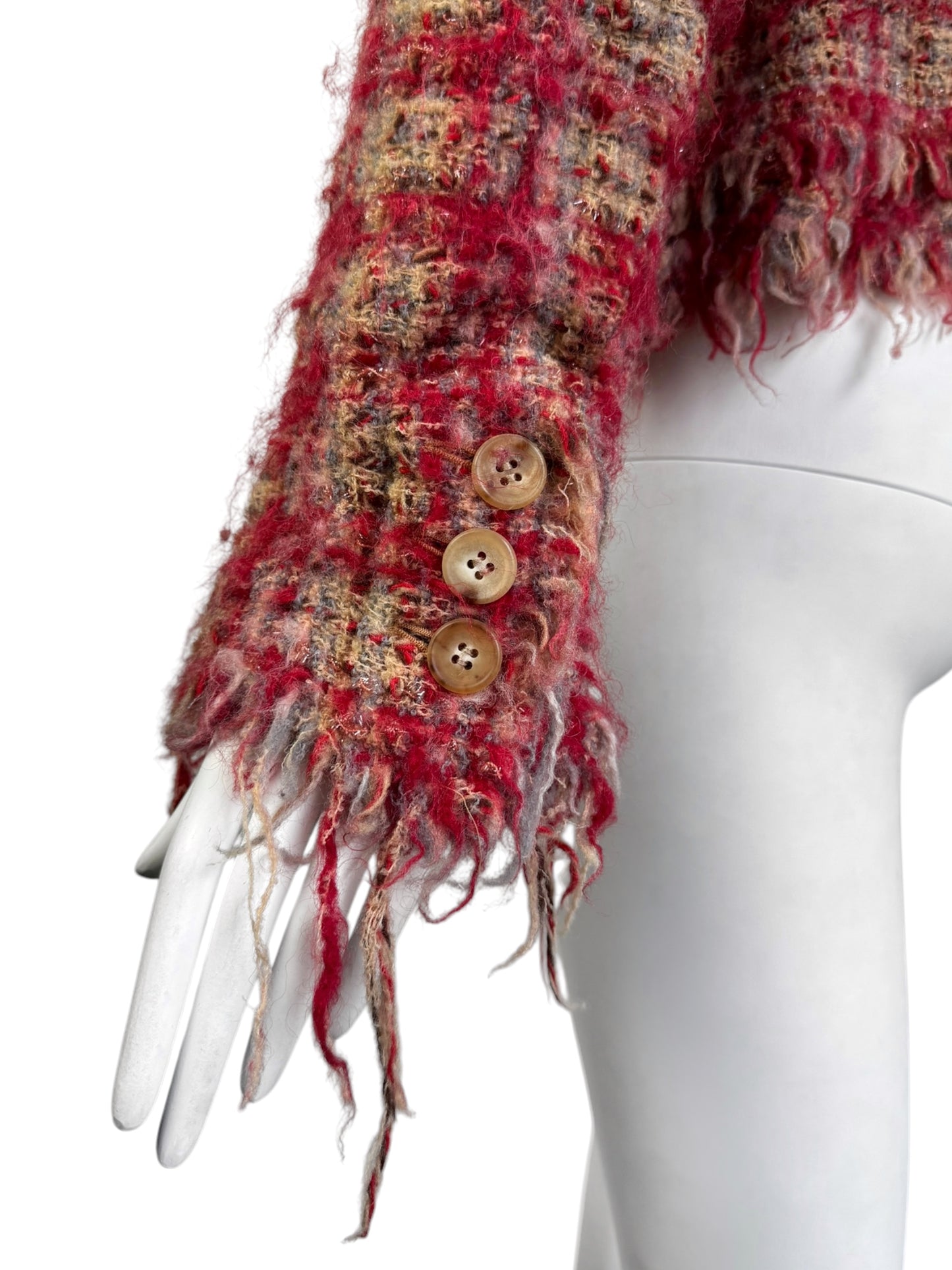 JUNYA WATANABE FW2003 RED DISTRESS TWEED JACKET