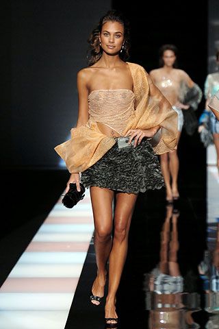 EMPORIO ARMANI SS2008 BLACK SILK RUFFLES MINI SKIRT
