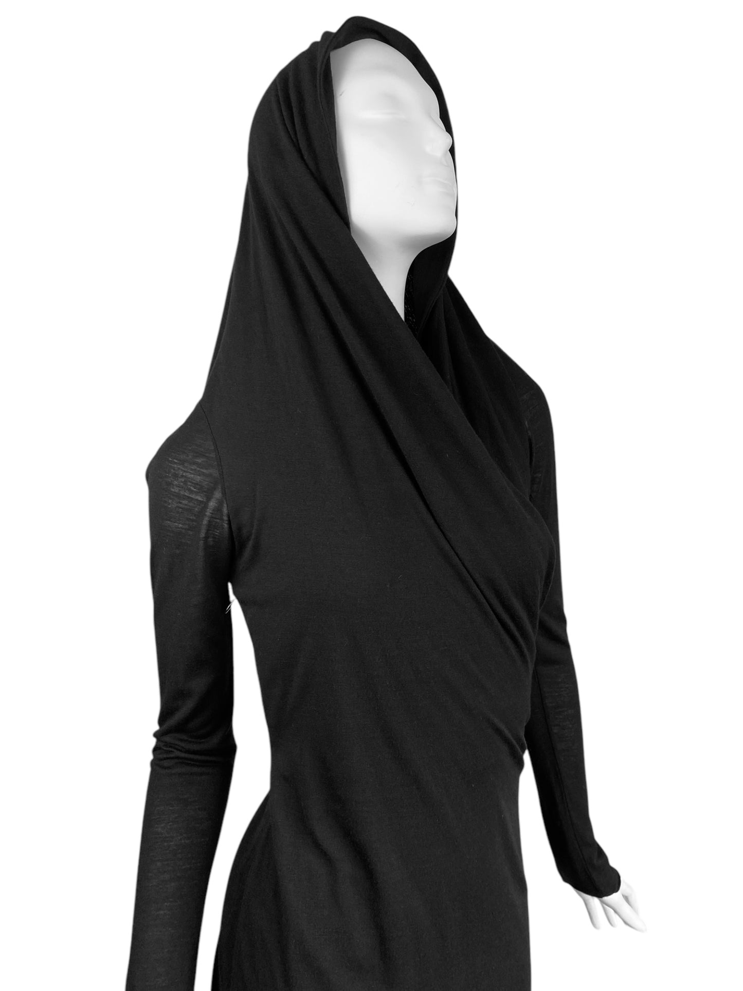 ALEXANDER MCQUEEN FW2008 «THE GIRL WHO LIVED IN A TREE» BLACK HOODED DRESS