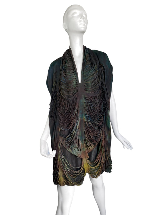 SHARON WAUCHOB FW2010 SILK CAMO CUT OUT MINI DRESS