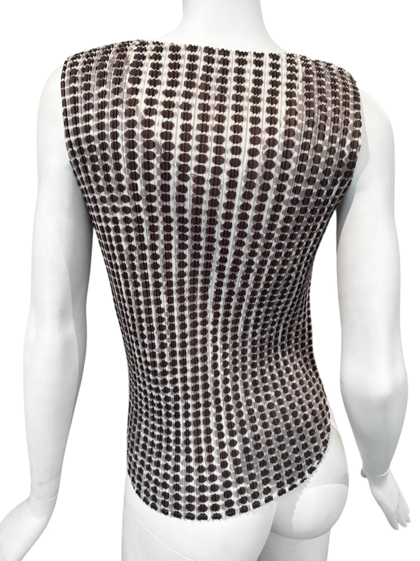 PLEATS PLEASE 2010s BROWN POLKA DOT TANK TOP