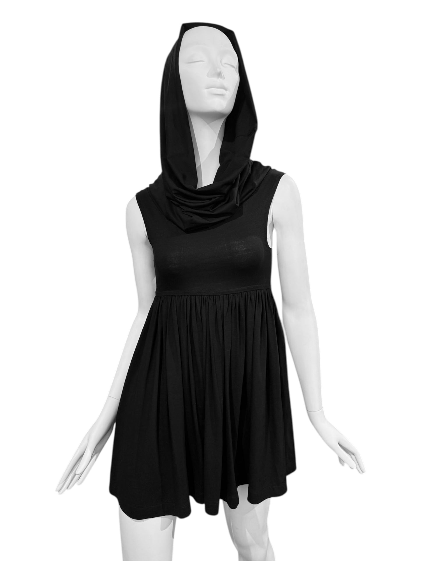 PLEIN SUD 2000s BLACK HOODED MINI DRESS