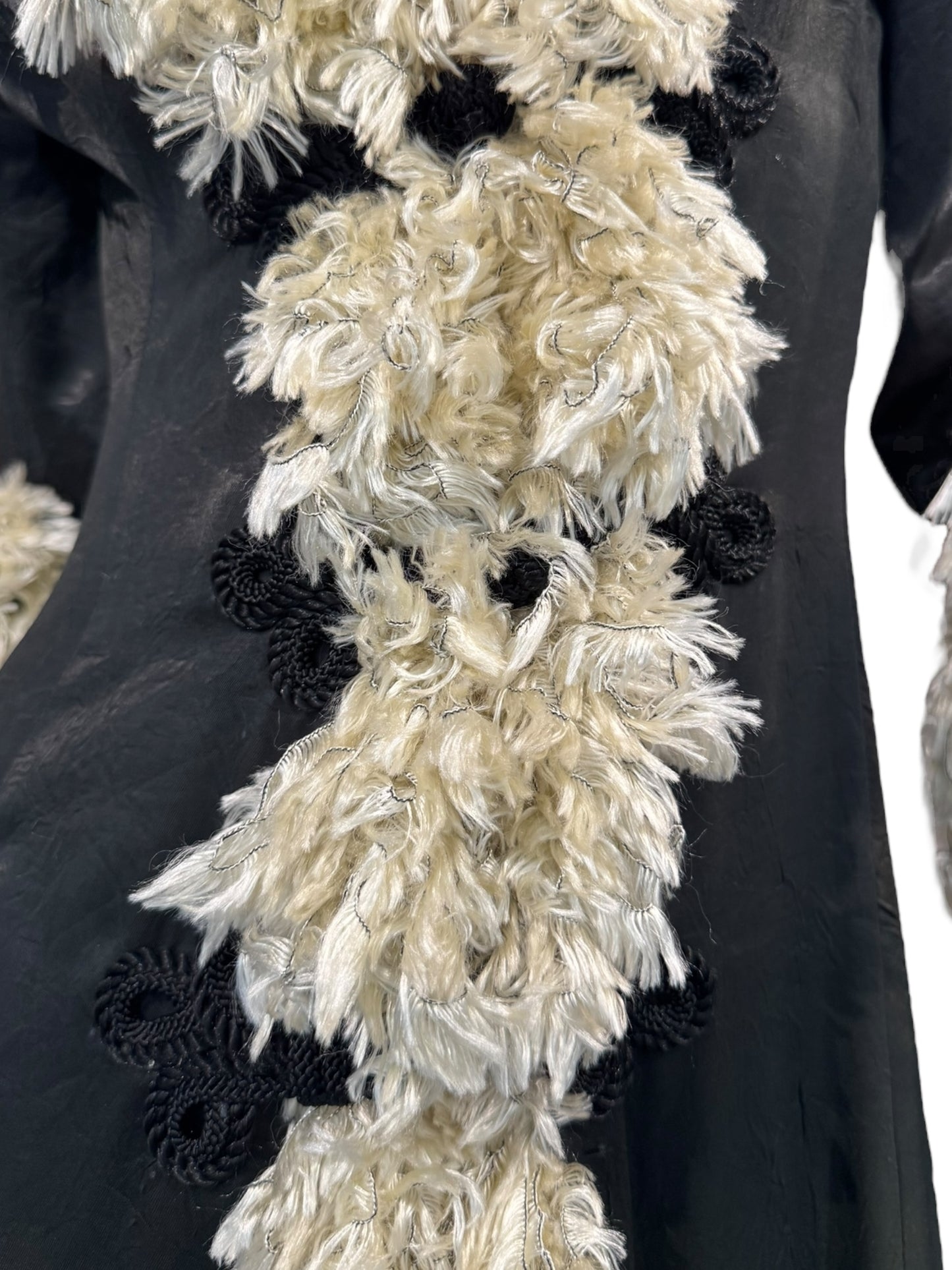 FAYÇAL AMOR FW1994 DARK GREEN FEATHERS COLLAR MAXI DRESS/COAT