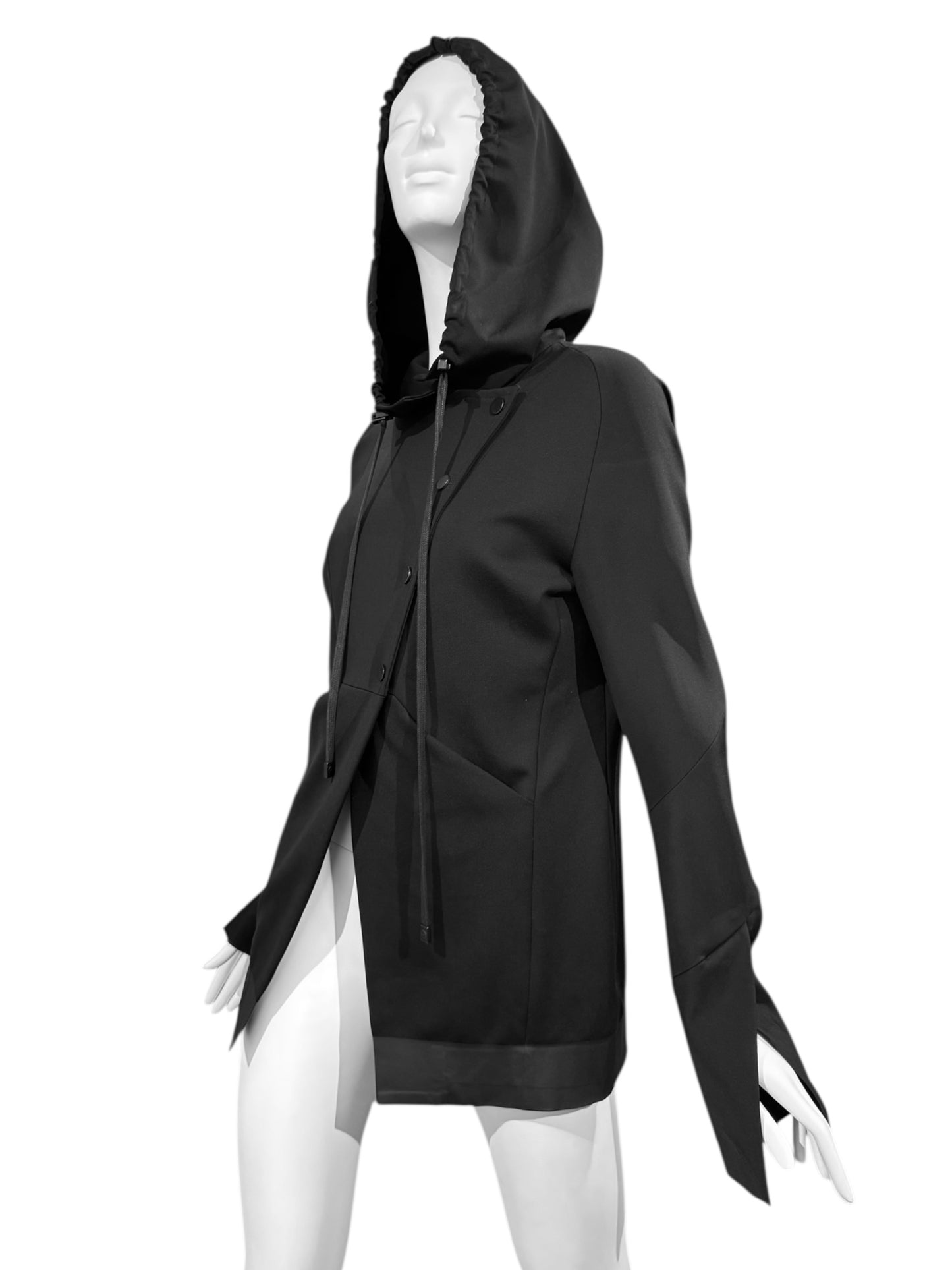 ILARIA NISTRI 2010s BLACK ASYMMETRICAL HOODED JACKET