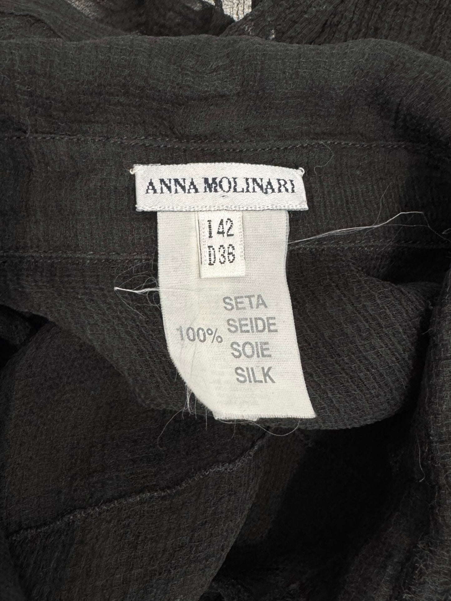ANNA MOLINARI 2000s BLACK SILK SHIRT