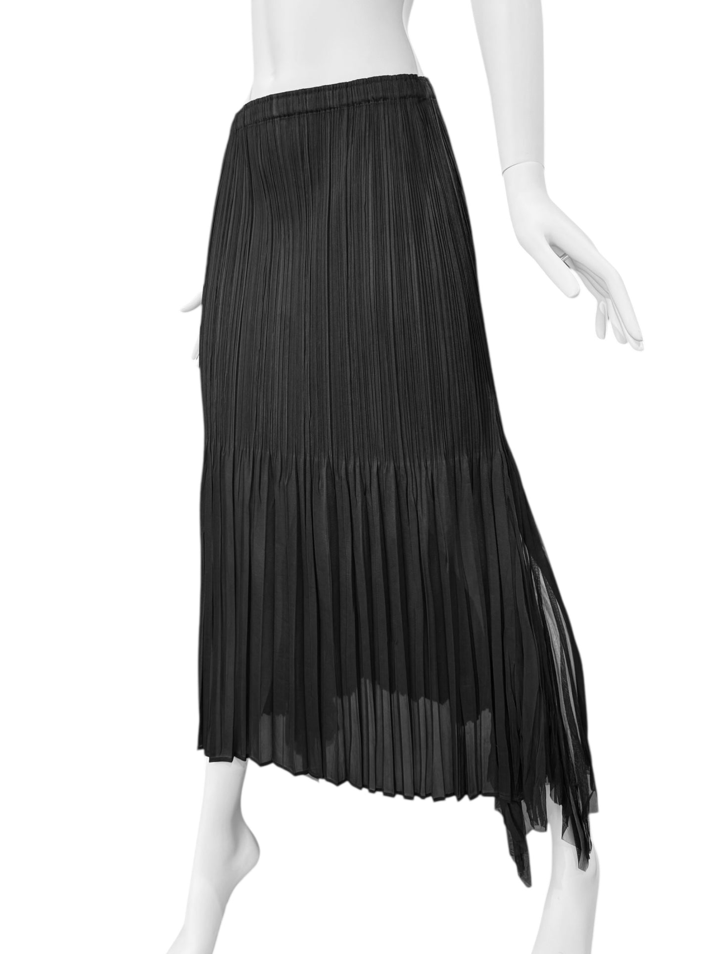 PLEATS PLEASE 2010s BLACK PLEATED MAXI SKIRT