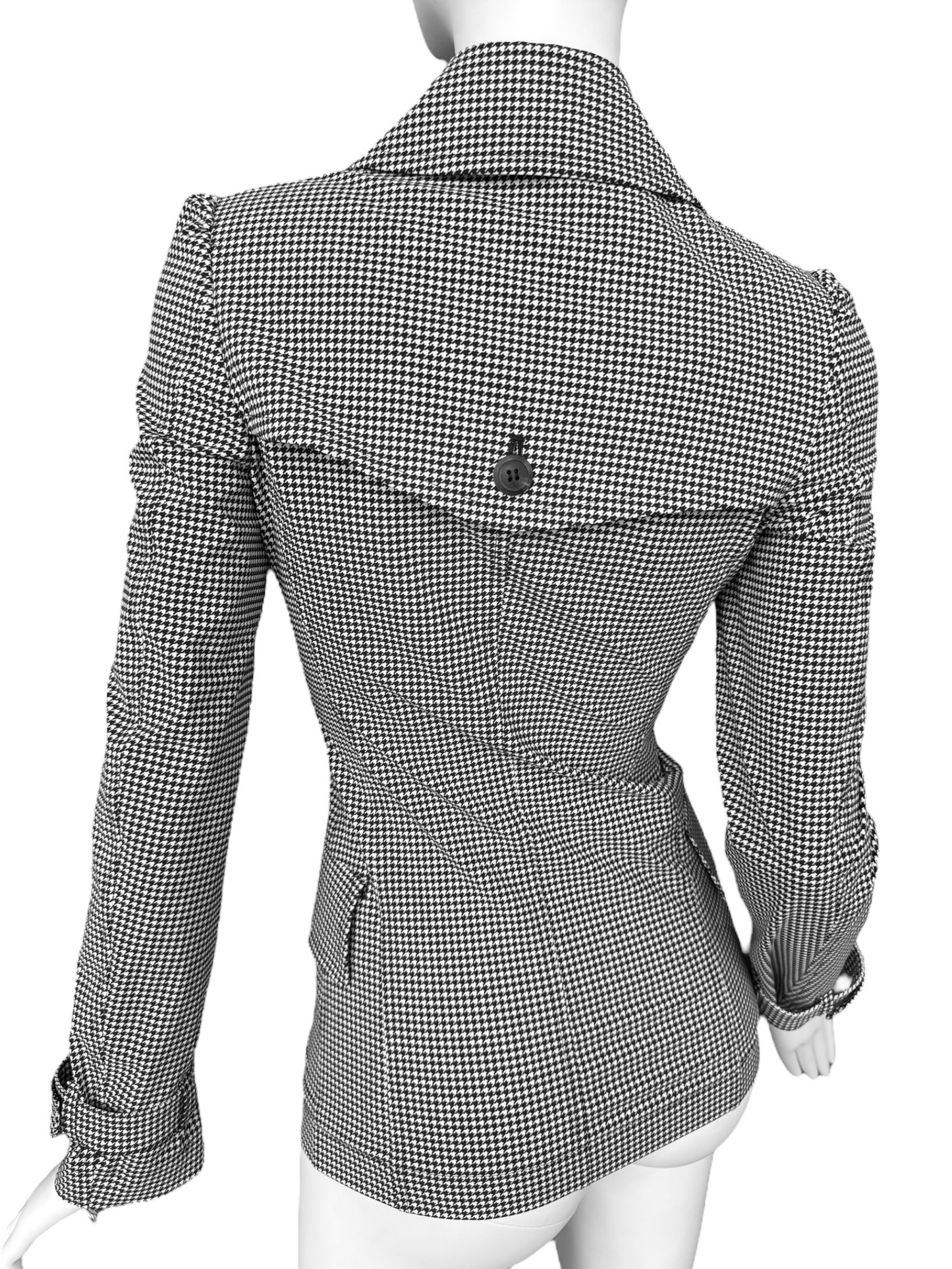 JUNYA WATANABE SS2010 BLACK & WHITE HOUNDSTOOTH DOUBLE BREASTED TRENCH JACKET