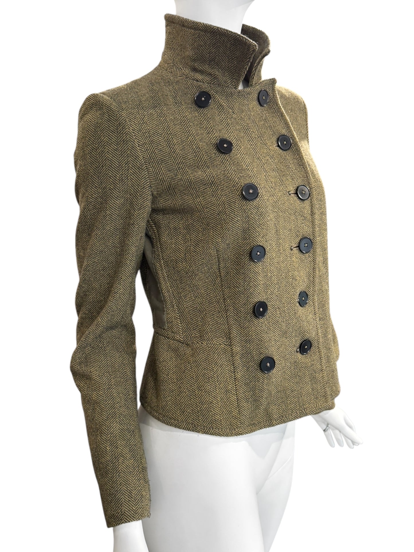 HIGH 2010s GREEN WOOL DOUBLE BREASTED JACKET