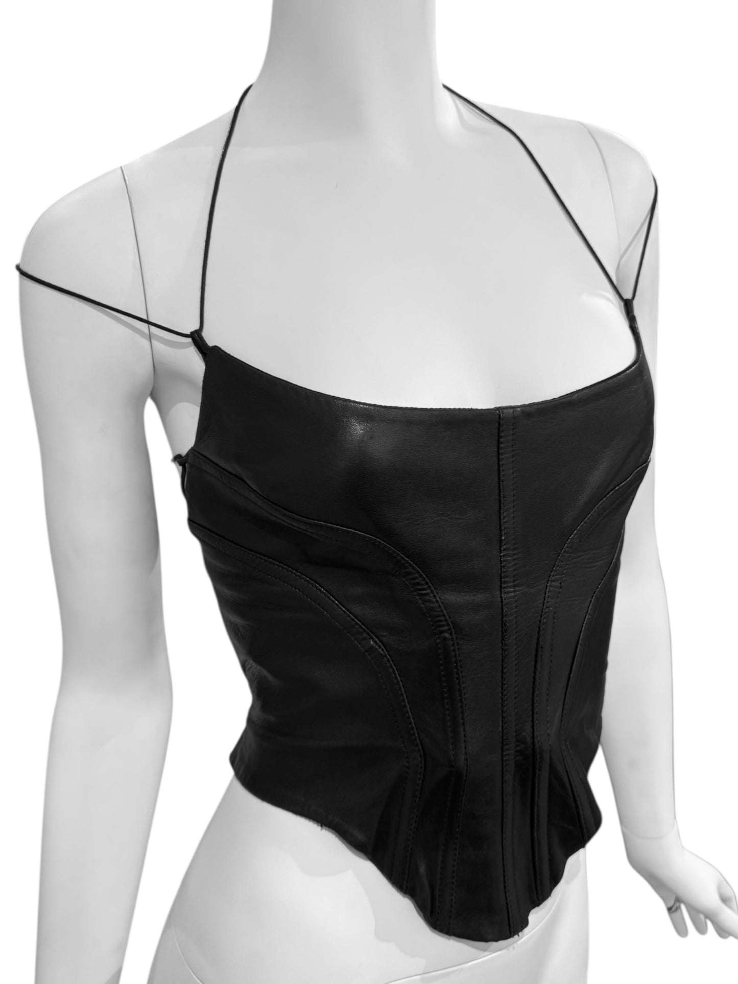 PLEIN SUD SS1994 BLACK LEATHER LACE-UP CORSET