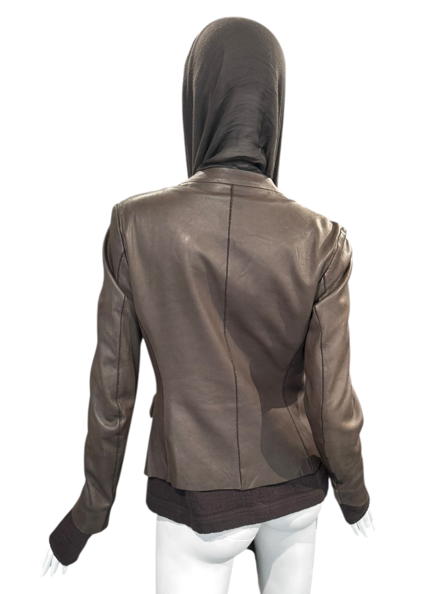 ISAAC SELLAM 2010s BROWN LEATHER SCARF JACKET