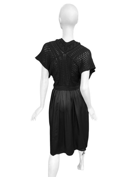 PLEIN SUD JEANIUS 2000s BLACK SILK & WOOL MIDI DRESS