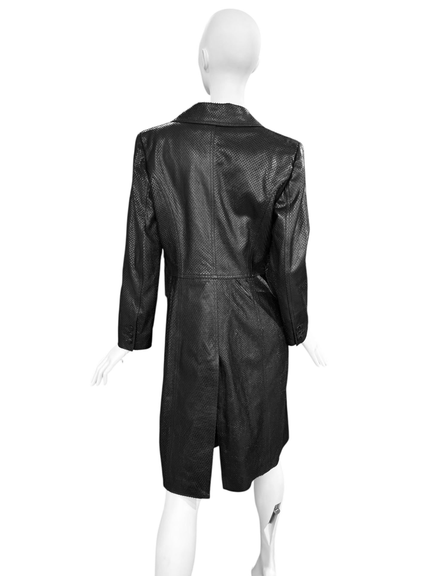 PLEIN SUD 1990s BLACK SNAKESKIN COAT