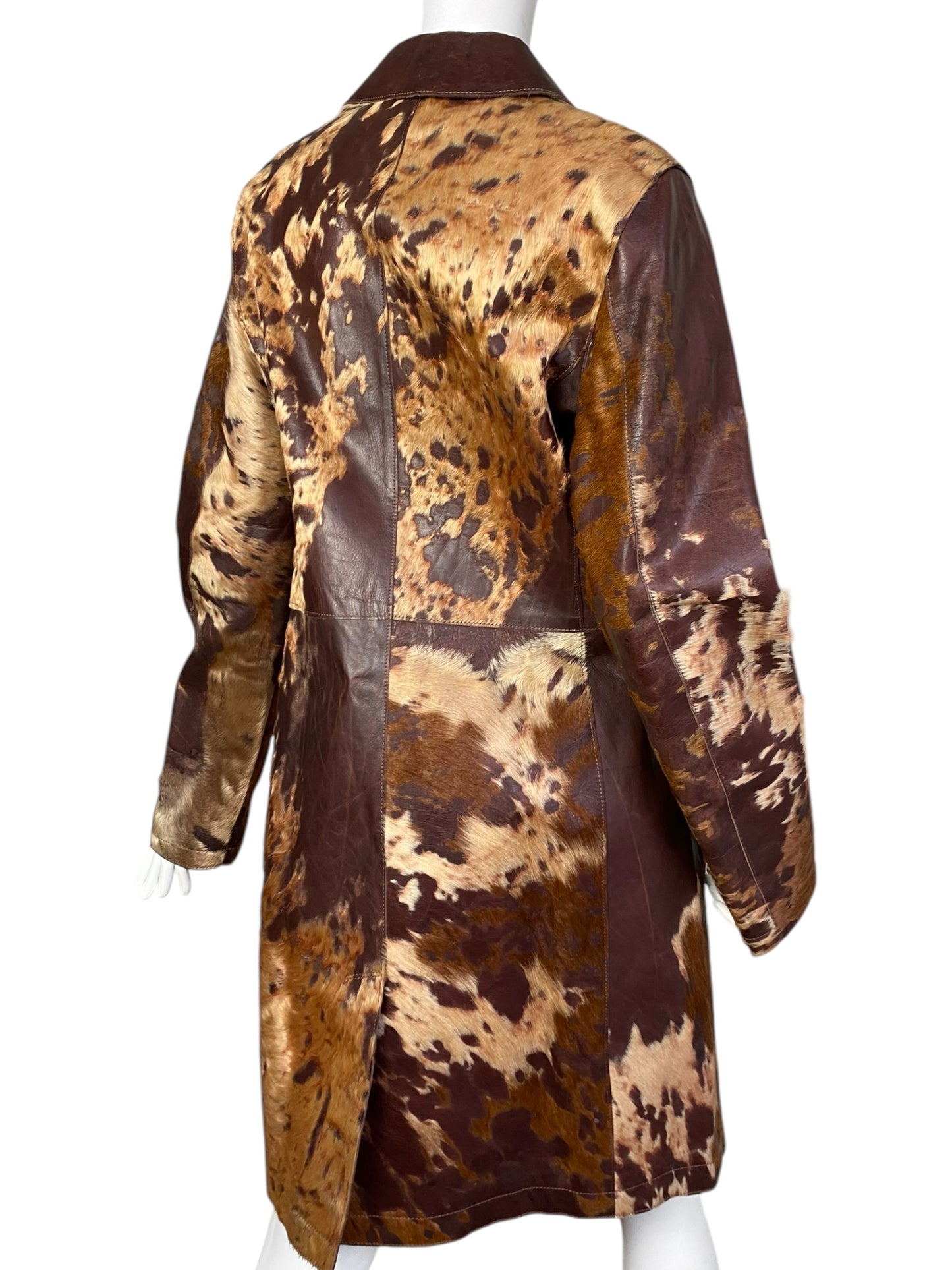 JUST CAVALLI FW2004 BROWN COWHIDE LEATHER COAT