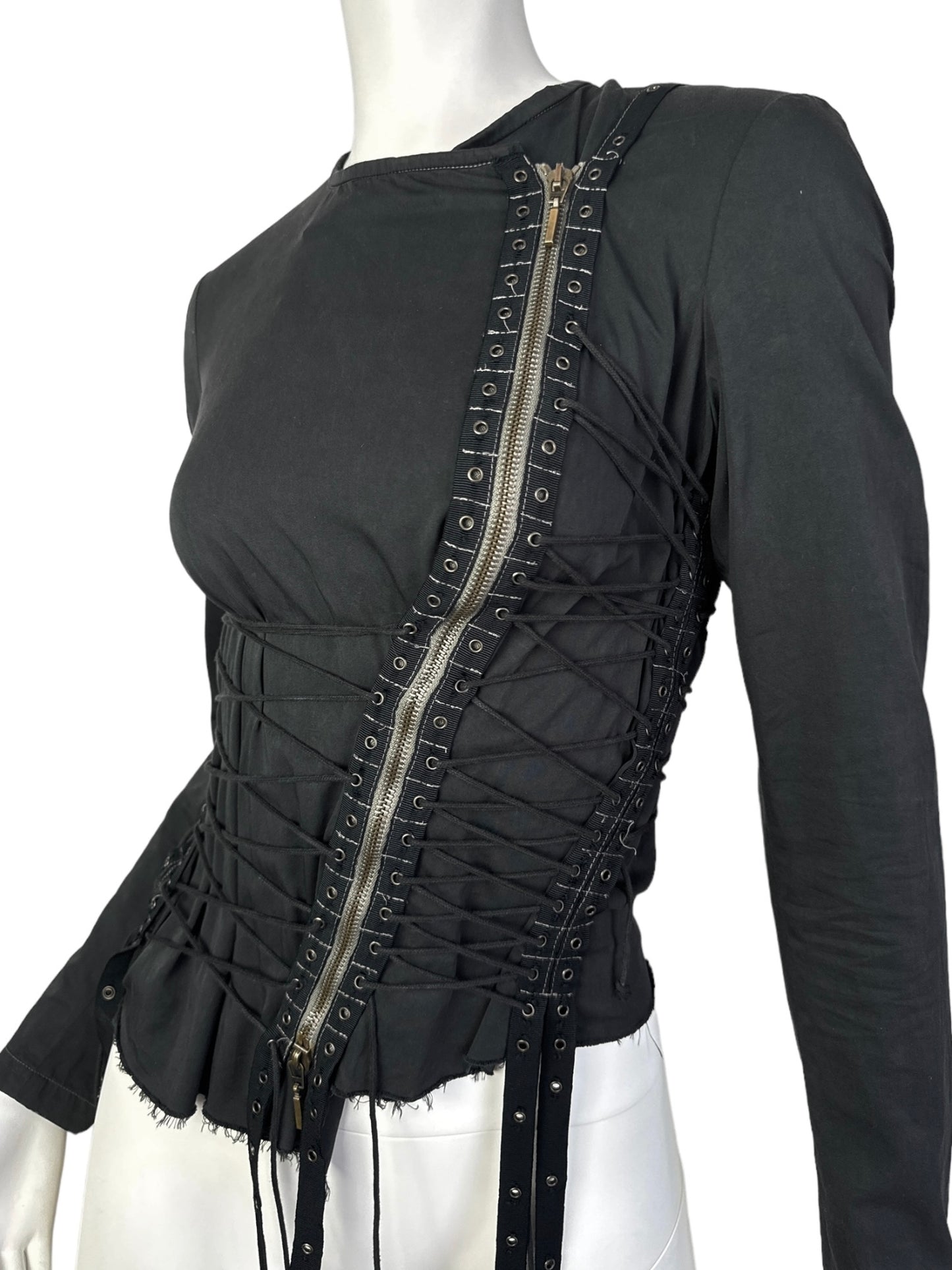 PLEIN SUD SS2003 BLACK LACE-UP BONDAGE JACKET