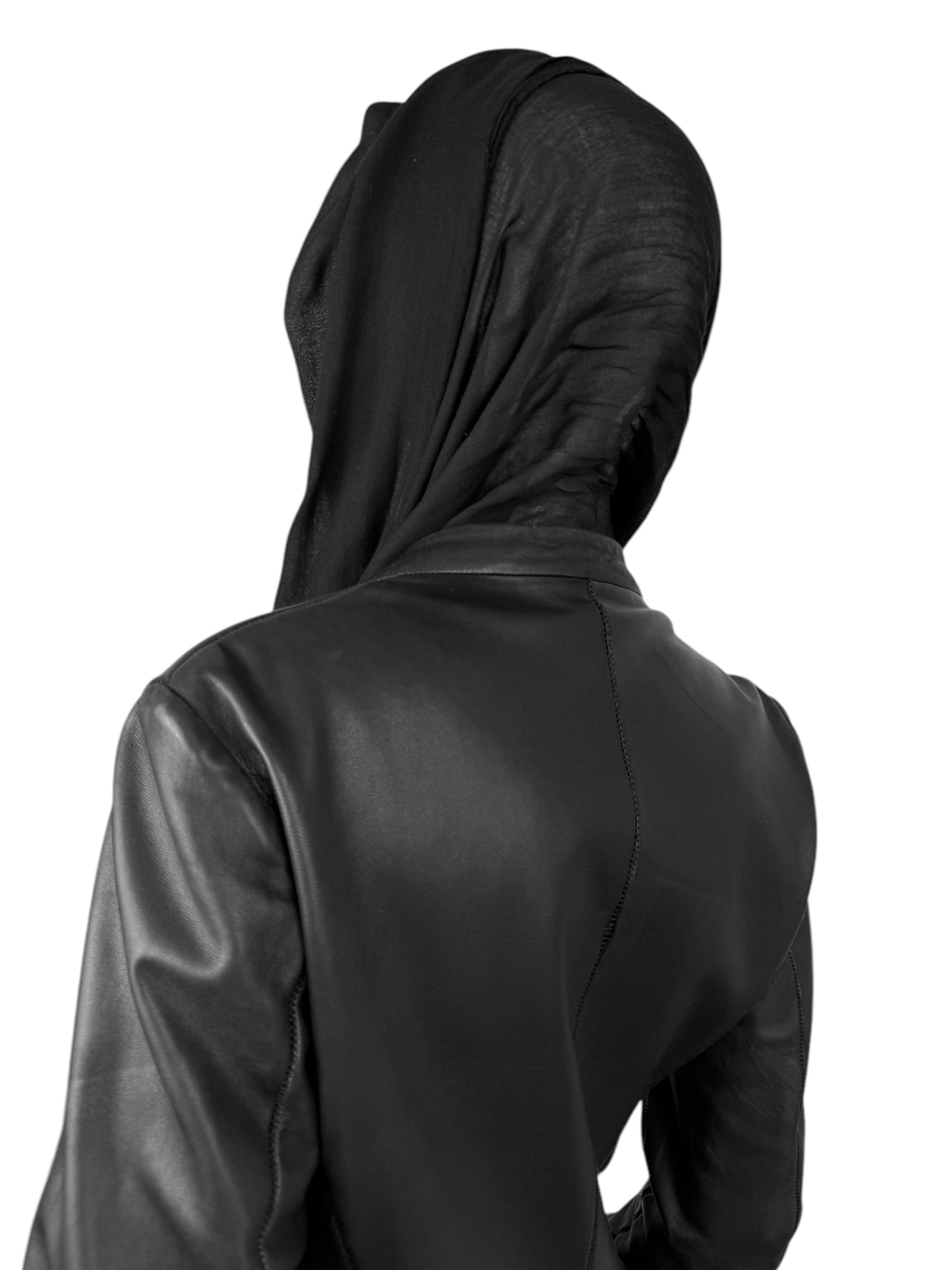 ISAAC SELLAM 2010s BLACK LEATHER SCARF JACKET