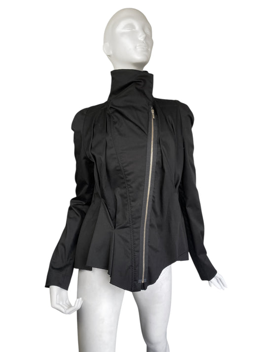 SHARON WAUCHOB 2000s BLACK ASYMMETRICAL PLEATED JACKET