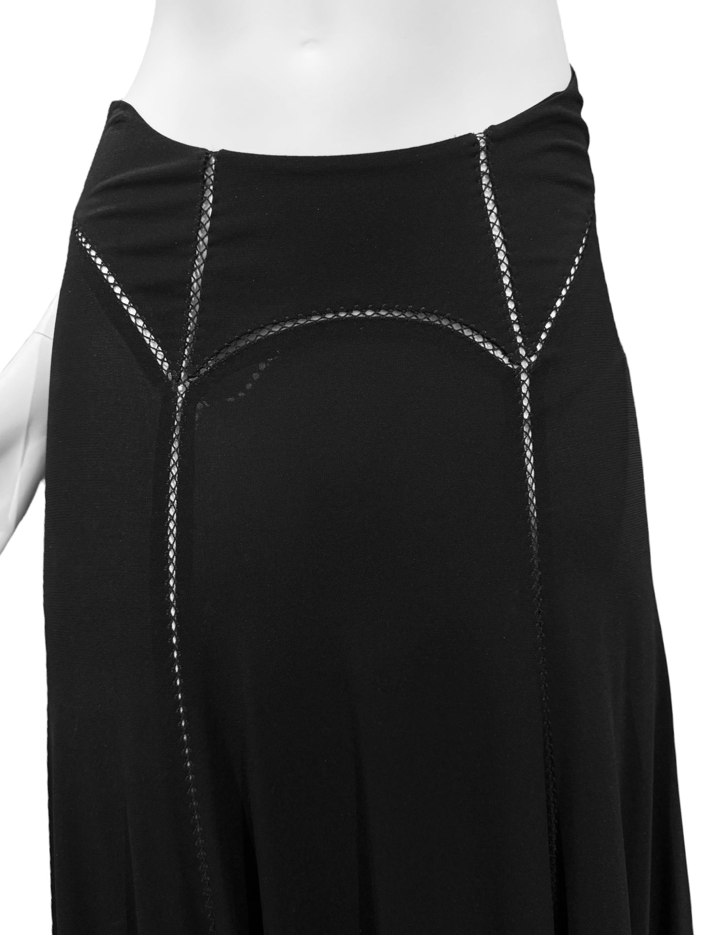 FAYÇAL AMOR SS1993 BLACK PICOT STITCHING MAXI SKIRT