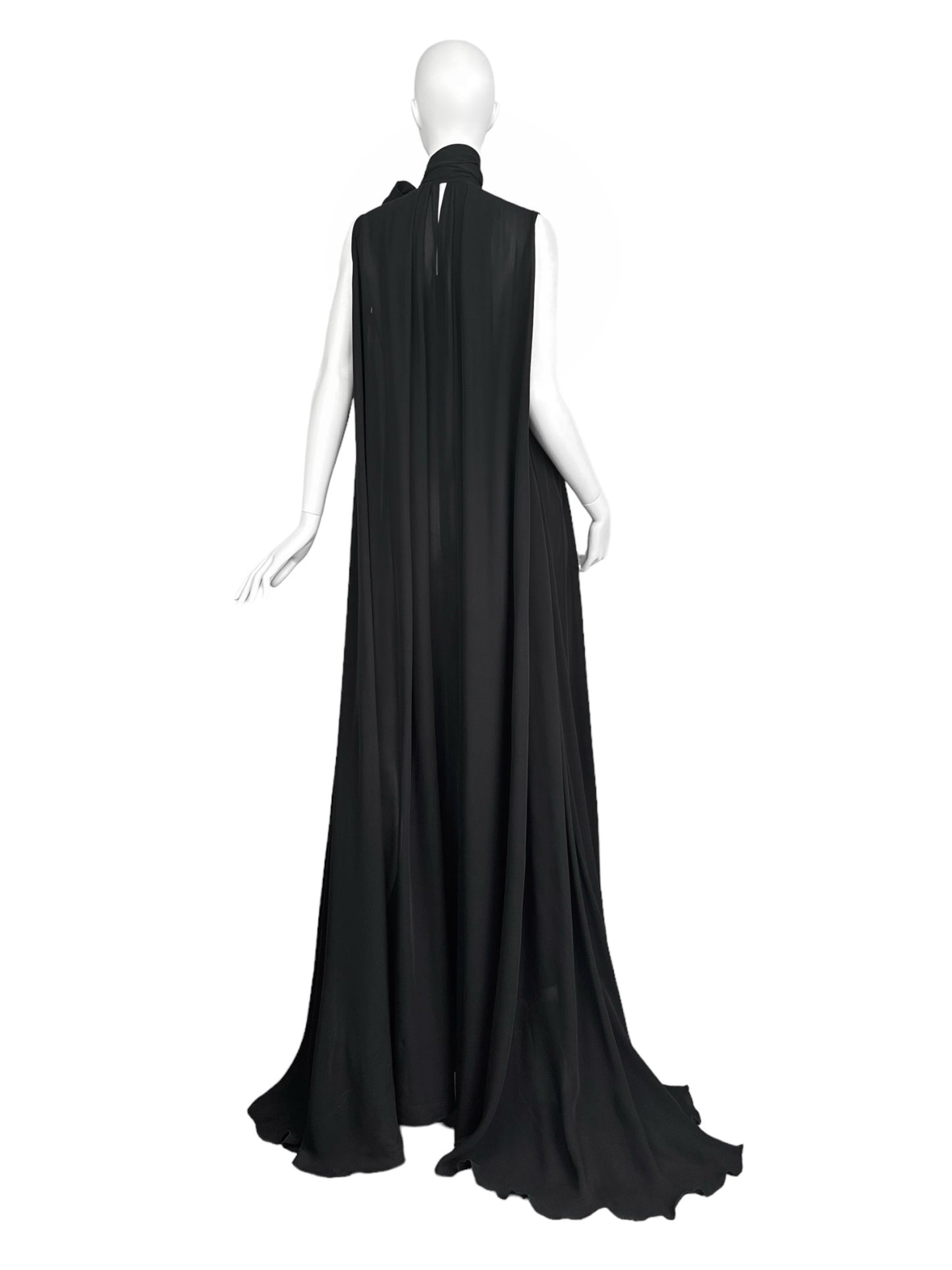 PLEIN SUD PRE-FALL 2014 BLACK SILK DRAPED MAXI DRESS