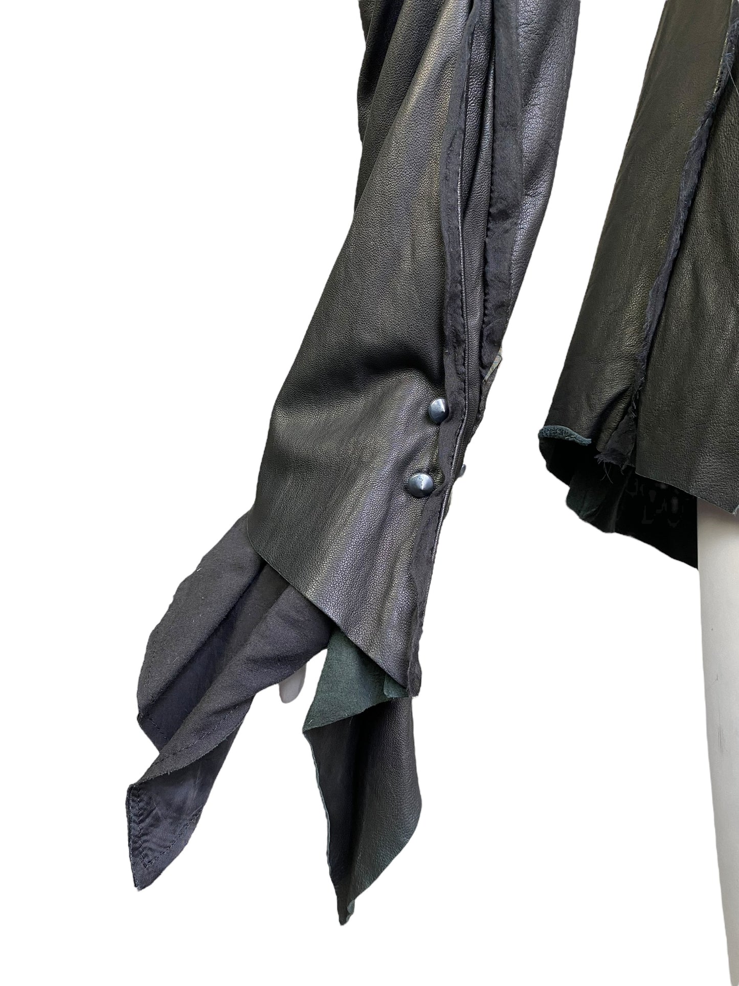SHARON WAUCHOB FW2006 GREY LEATHER SILK TRIM ARTISANAL JACKET