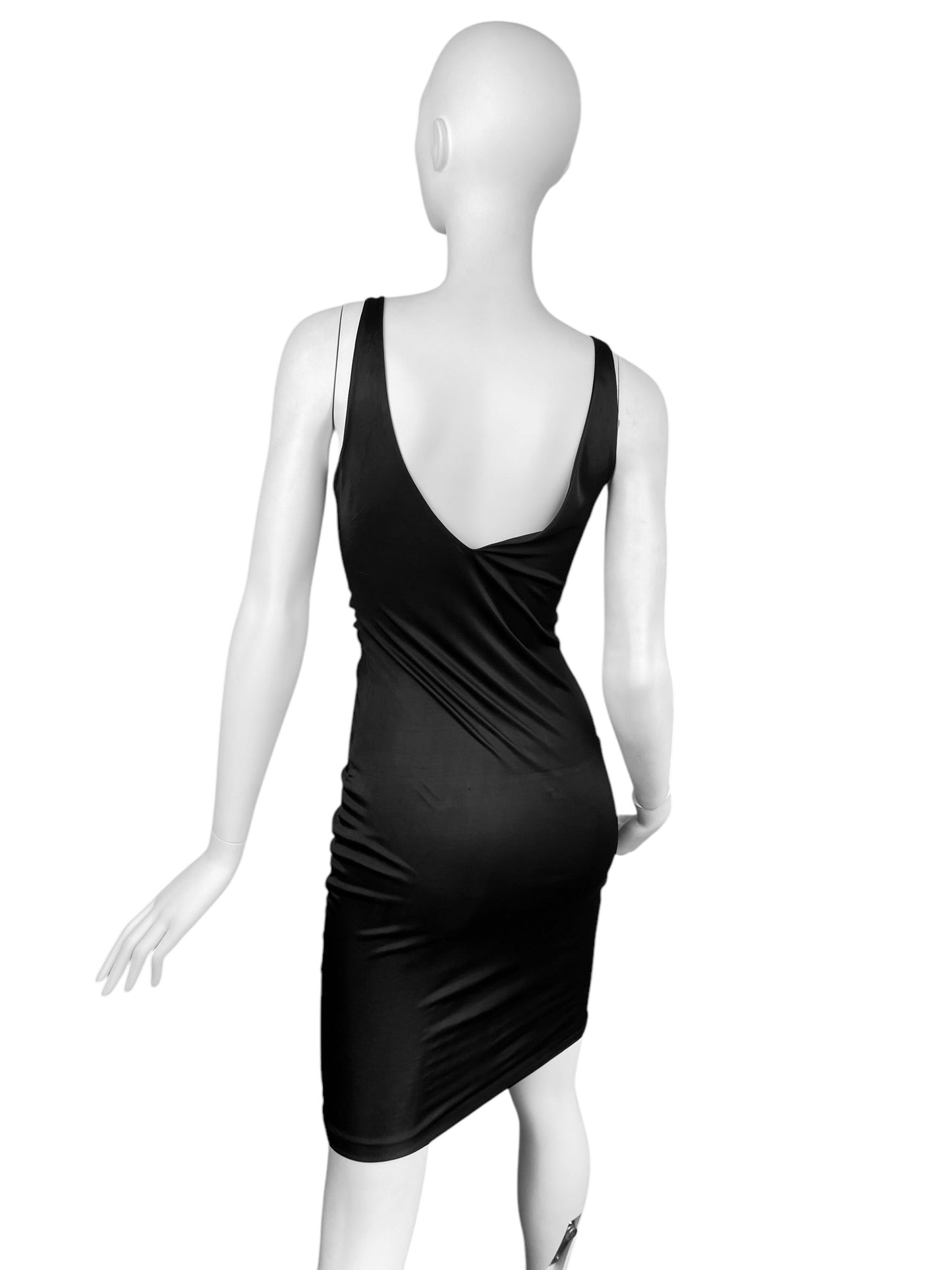 ALEXANDER MCQUEEN SS1996 «THE HUNGER» BLACK RUCHED CUT-OUT BODYCON DRESS