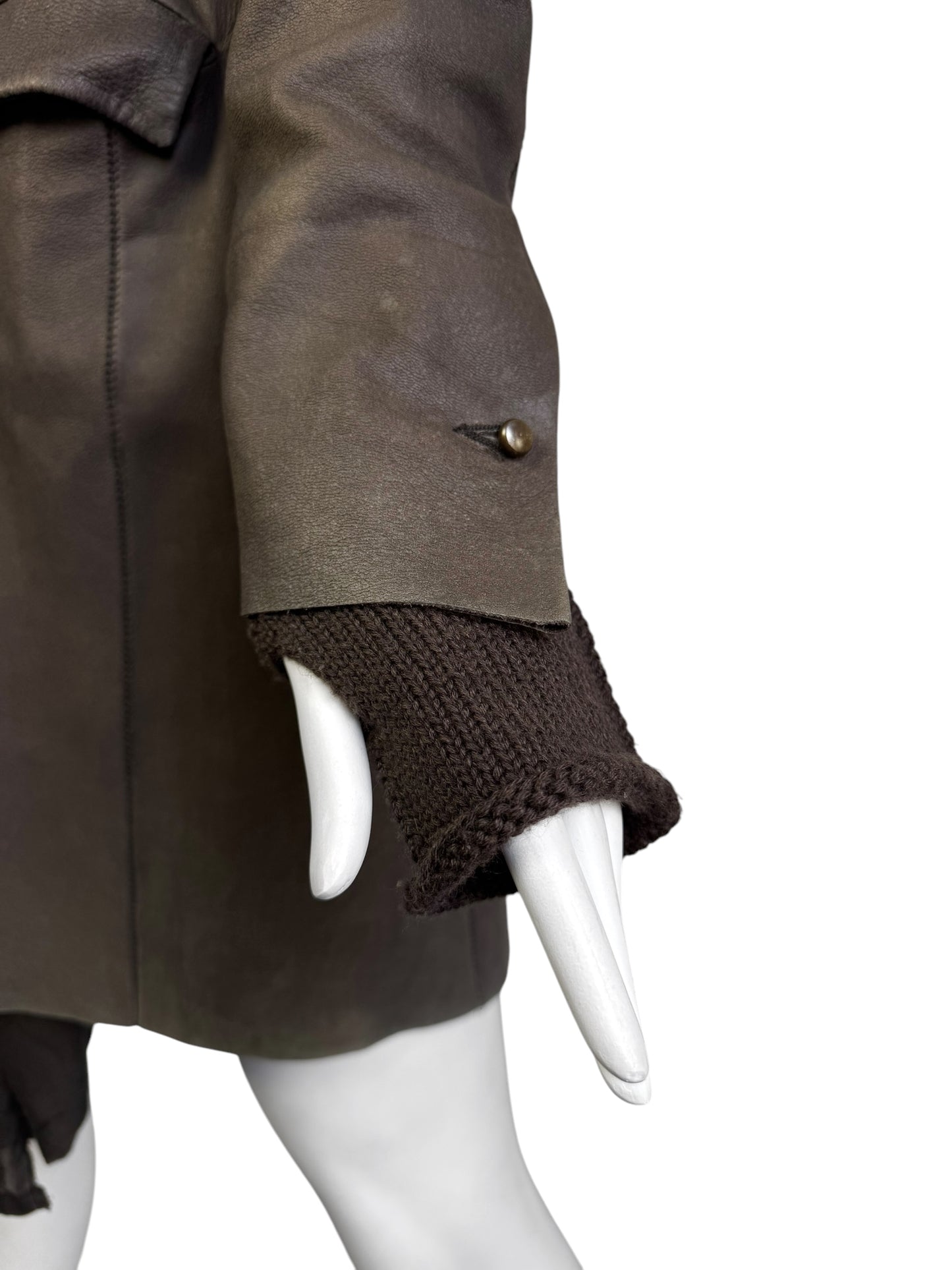 ISAAC SELLAM 2010s BROWN LEATHER SCARF COAT