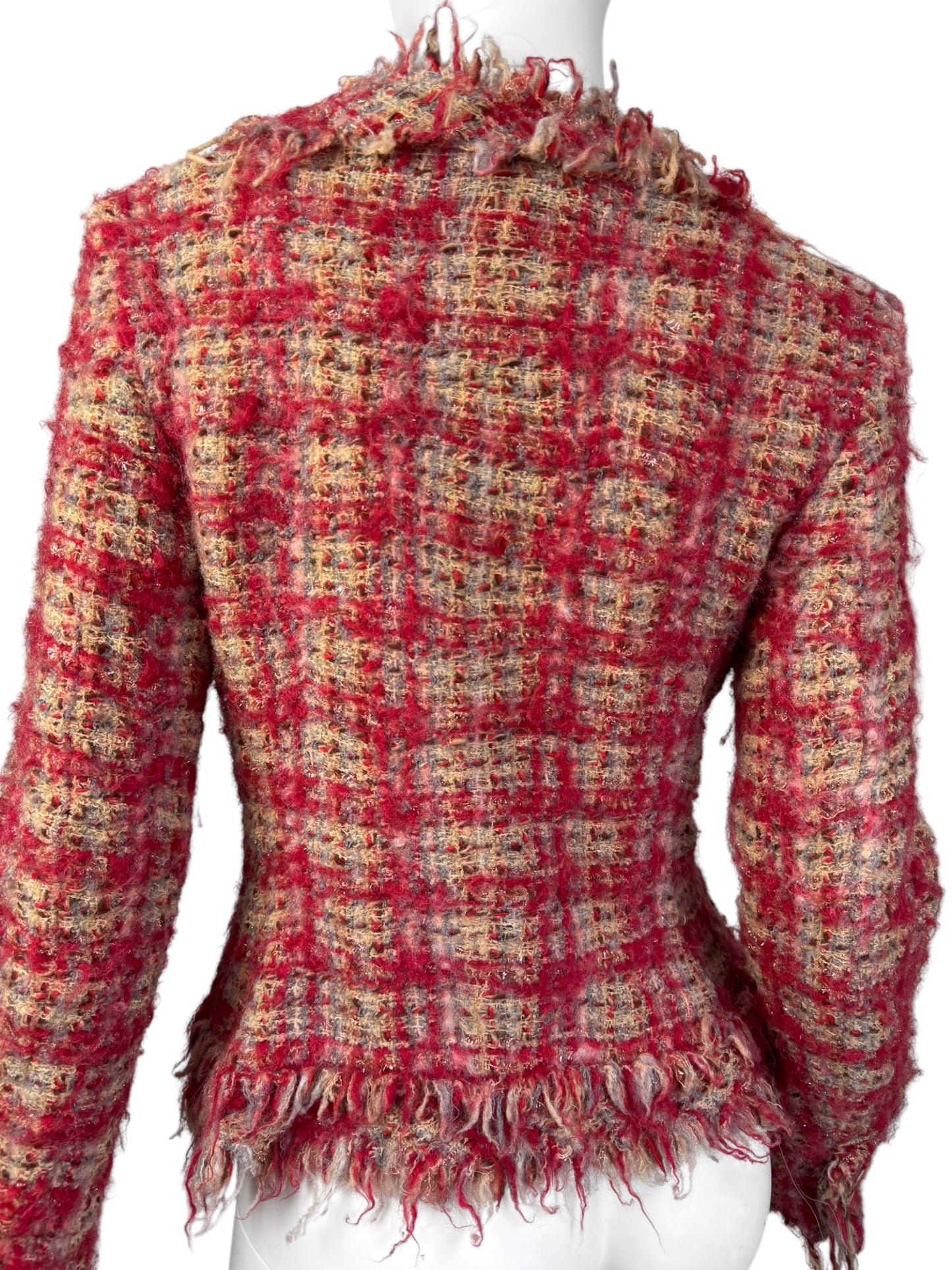 JUNYA WATANABE FW2003 RED DISTRESS TWEED JACKET