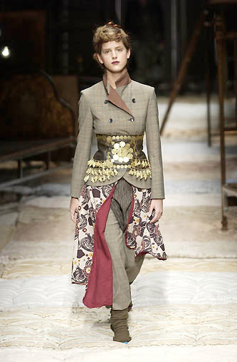 ANTONIO MARRAS FW2002 BROWN LEATHER & METAL EMBELLISHED ARTISANAL CORSET