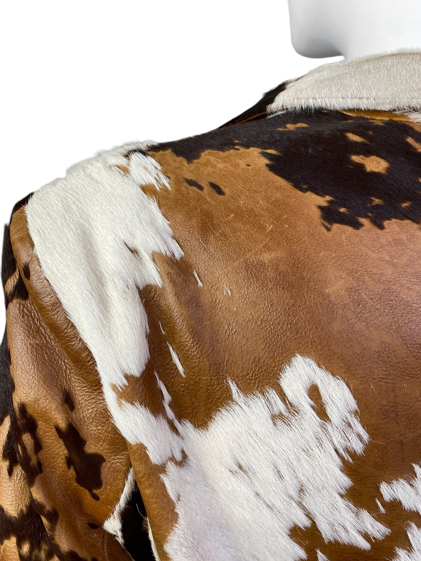 DESI 2000s BROWN & WHITE COWHIDE LEATHER BLAZER