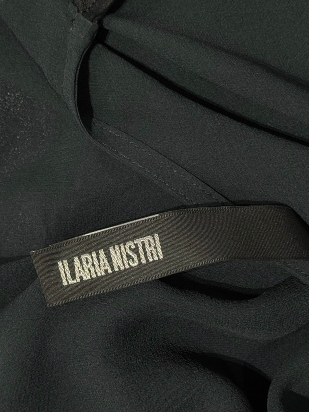 ILARIA NISTRI 2010s NAVY & BLACK SILK & LEATHER TANK TOP