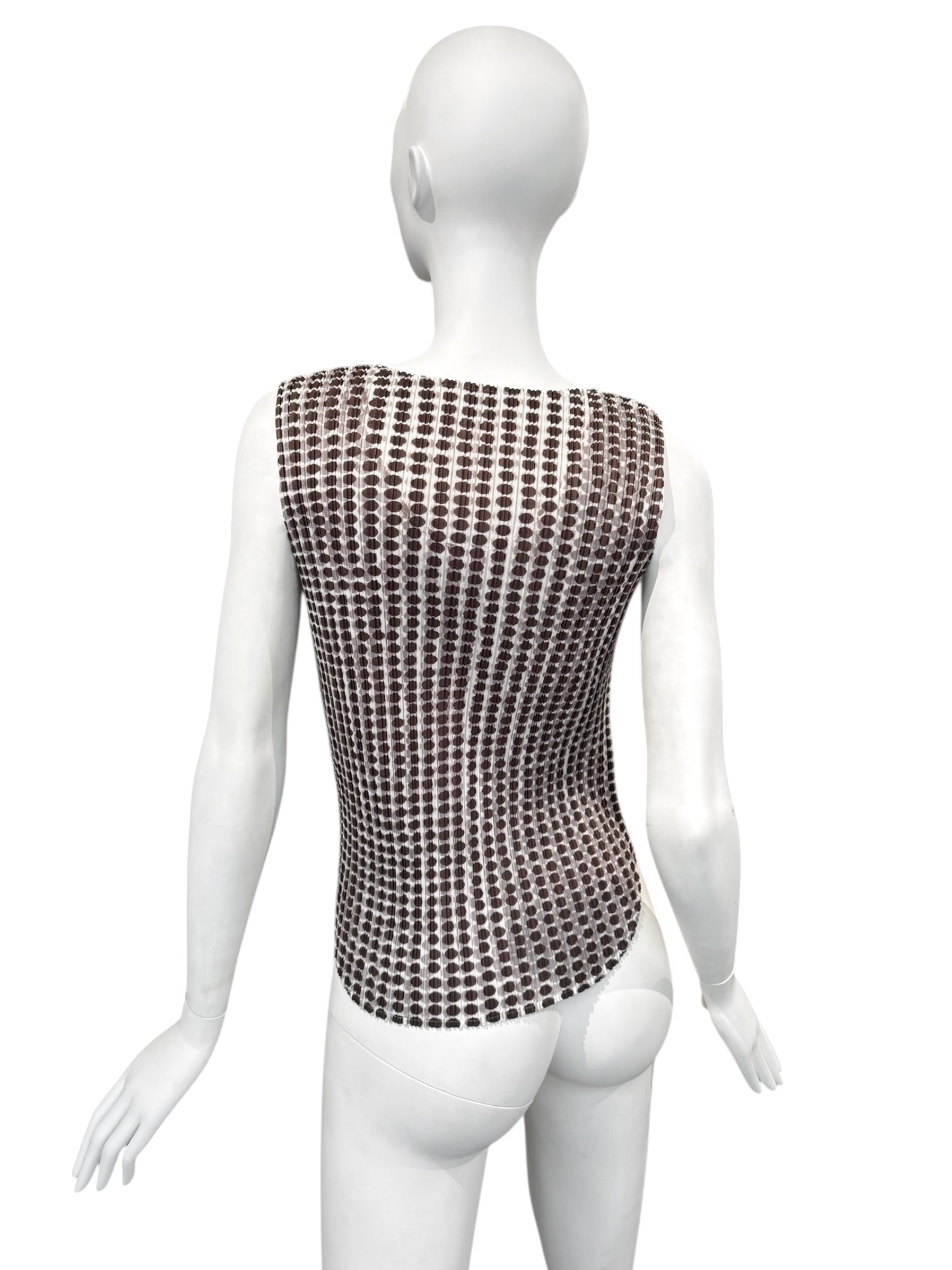 PLEATS PLEASE 2010s BROWN POLKA DOT TANK TOP