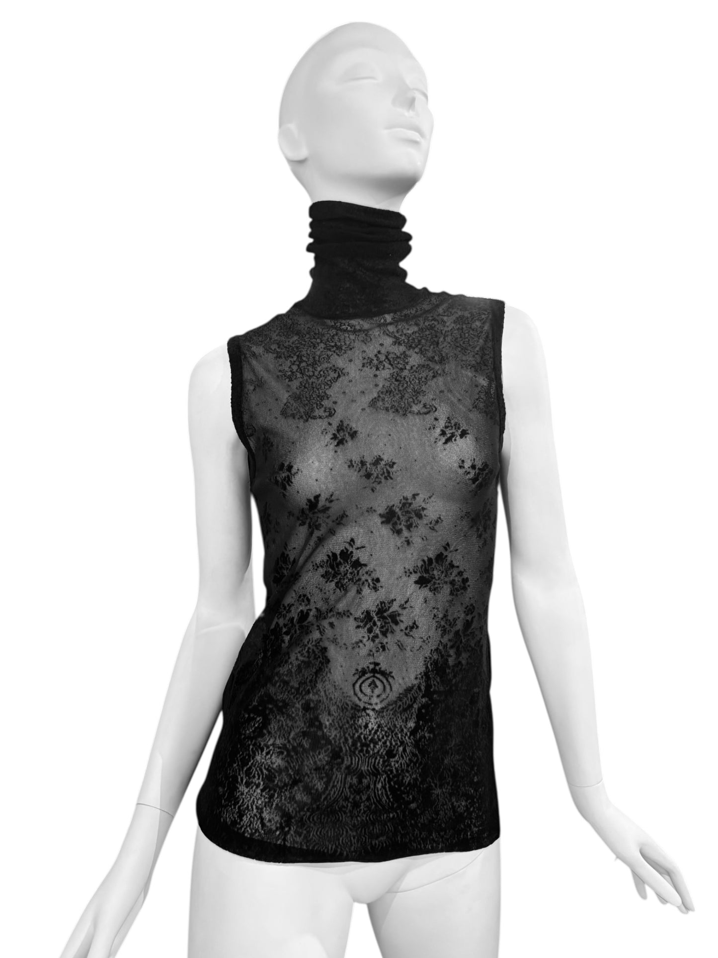 JEAN PAUL GAULTIER 2000s BLACK MESH TATTOO TANK TOP