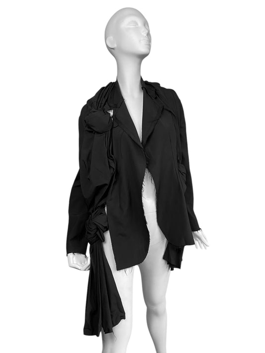COMME DES GARÇONS SS2003 BLACK PLEATED KNOT BACKLESS BLAZER