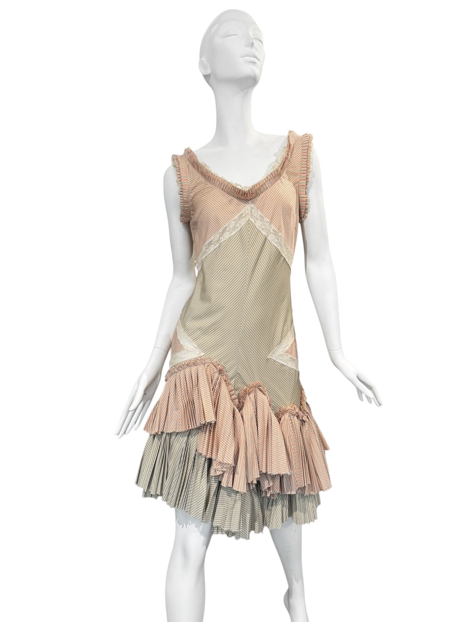 ALEXANDER MCQUEEN SS2005 «IT'S ONLY A GAME» PINK & GREEN STRIPED