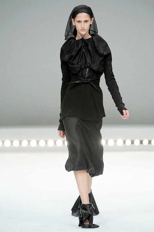 RICK OWENS SS2009 «STRUTTER» BLACK LEATHER BUBBLE JACKET