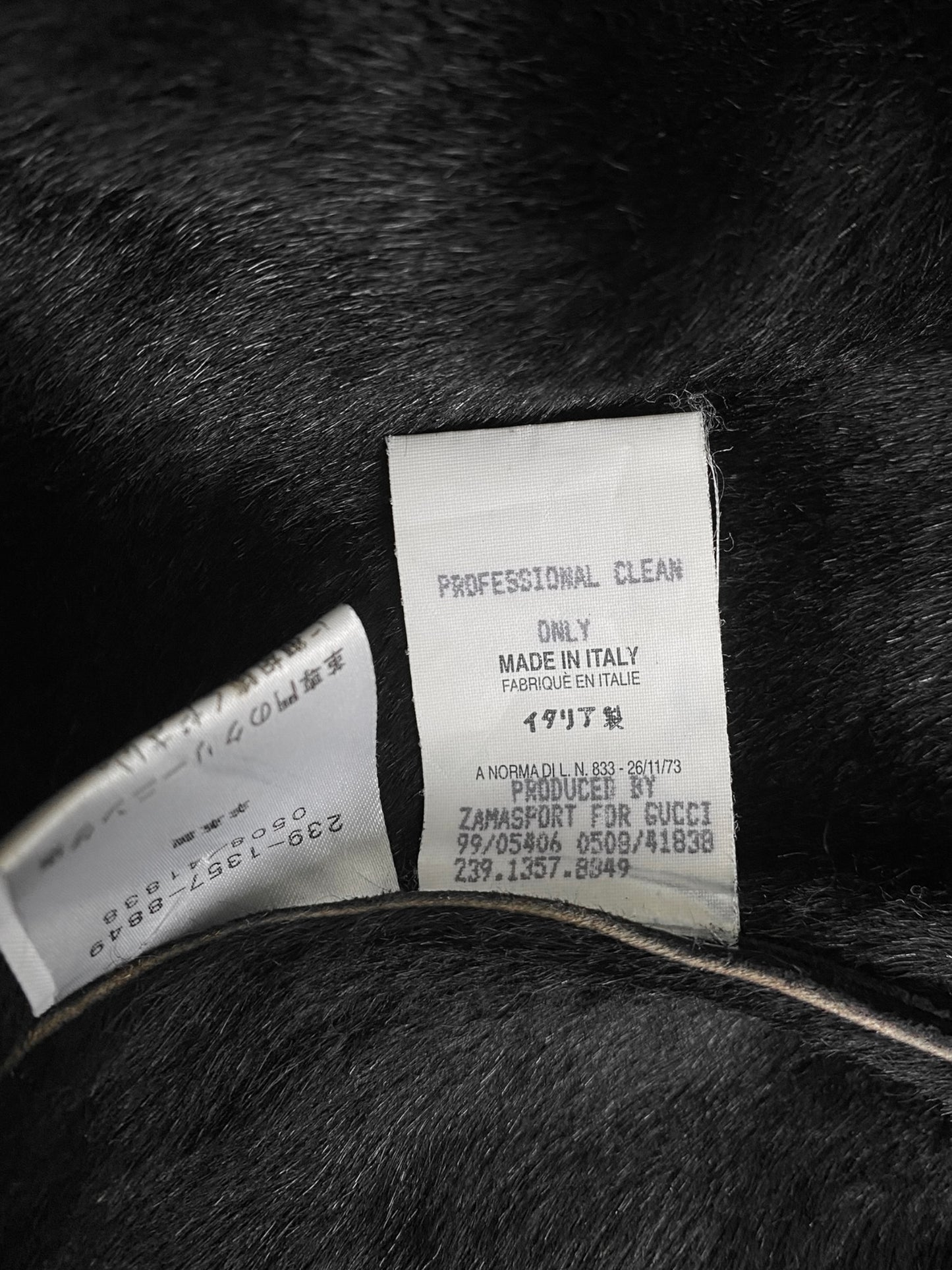 GUCCI FW1999 BY TOM FORD BLACK LEATHER & MONGOLIAN LAMB FUR TRIM JACKET