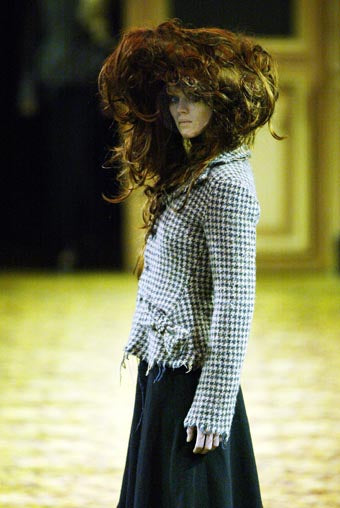 JUNYA WATANABE FW2003 BROWN WOOL HOUNDSTOOTH TWEED BOW BLAZER