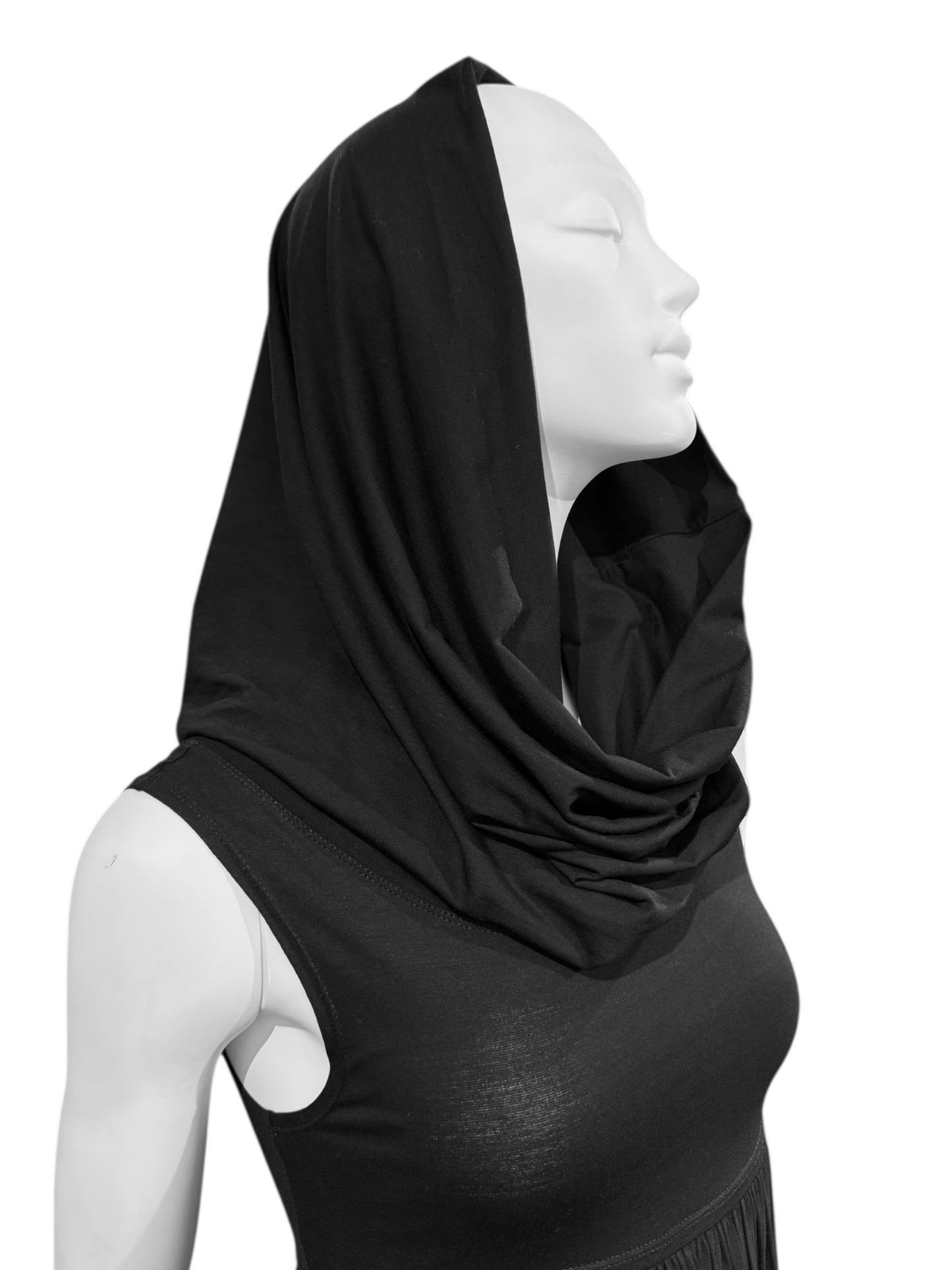 PLEIN SUD 2000s BLACK HOODED MINI DRESS